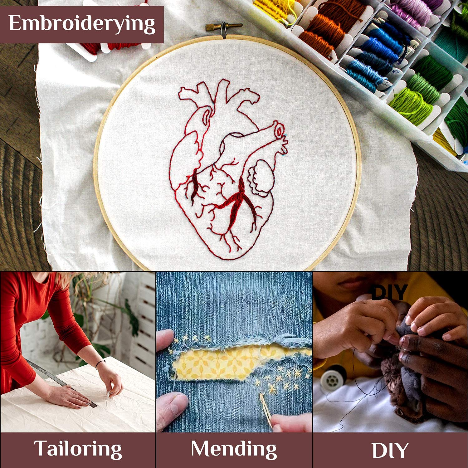 ELEPHANTBOAT Sewing Kit for Travel and Home with 98 pcs Accessories and 24 Thread Spools | Portable Box for Beginners