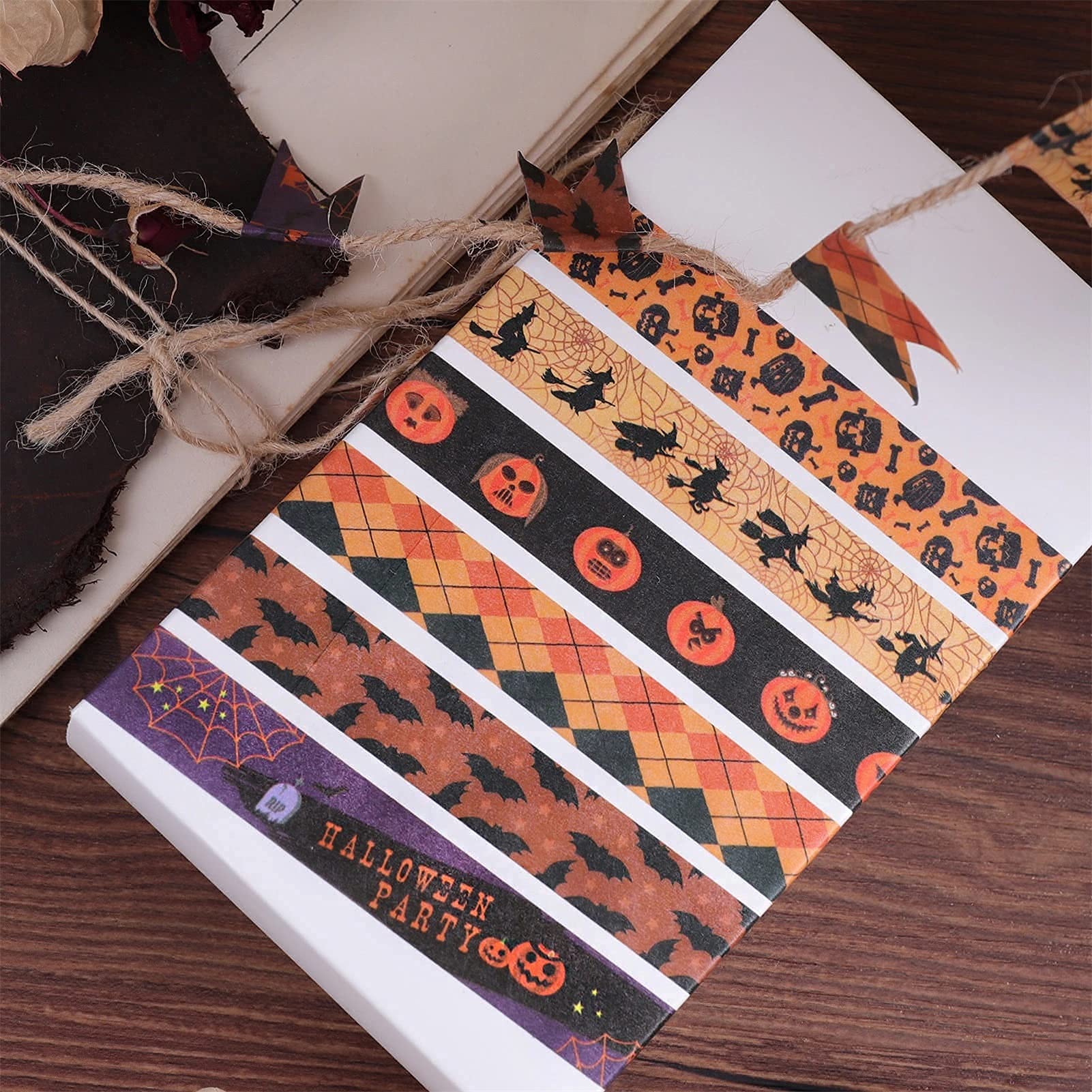 HASTHIP 24 Roll Washi Tape Set Halloween Element Aesthetic Decorative Tape Washi Tape Set Seasonal Art Perfect for Scrapbook Supplies Bullet Journal