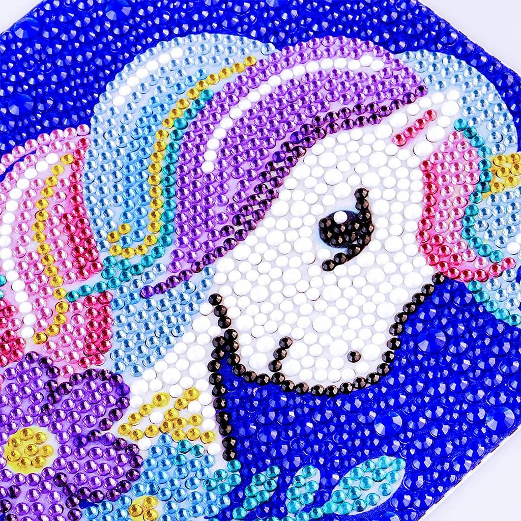 PATPAT DIY 5D Diamond Painting Kit for Kids with Frame and Tools 15×15cm Canvas | Rainbow Unicorn Art Craft