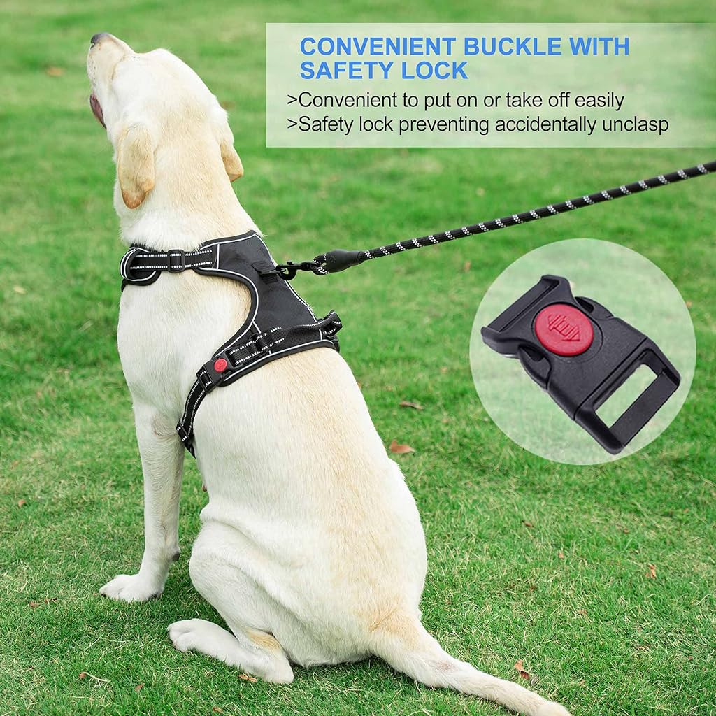 Qpets® Dog Vest Dog Harness for Large Dog with 1.5m Dog Leash Dog Harness with Pulls Handle for Guide Dog, Large Dog, Adjustable Dog Vest Harness with Quick Release Buckle (Suitable 32.5-50kg)