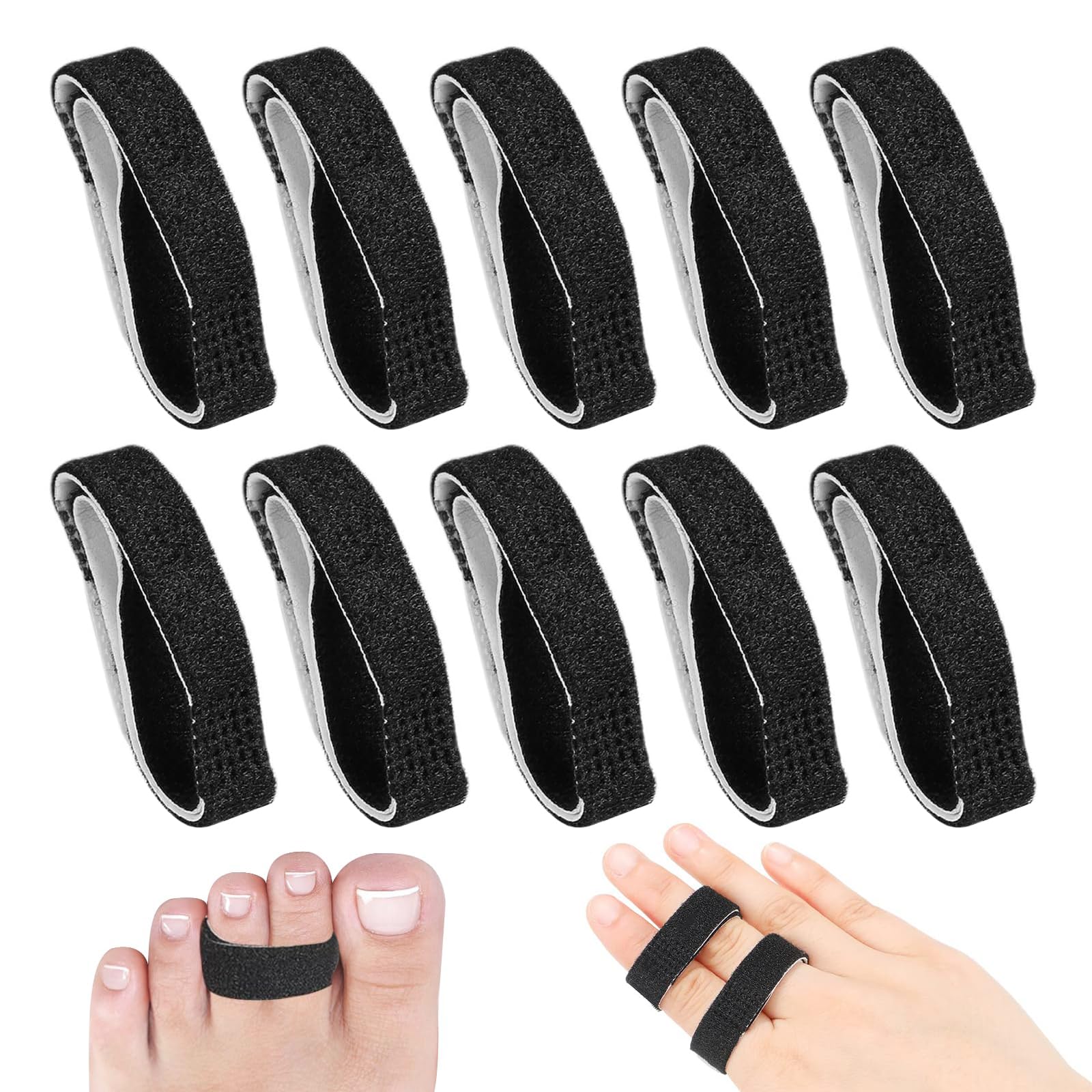 HANNEA® 10 Pcs Buddy Tape Finger Straps, Black