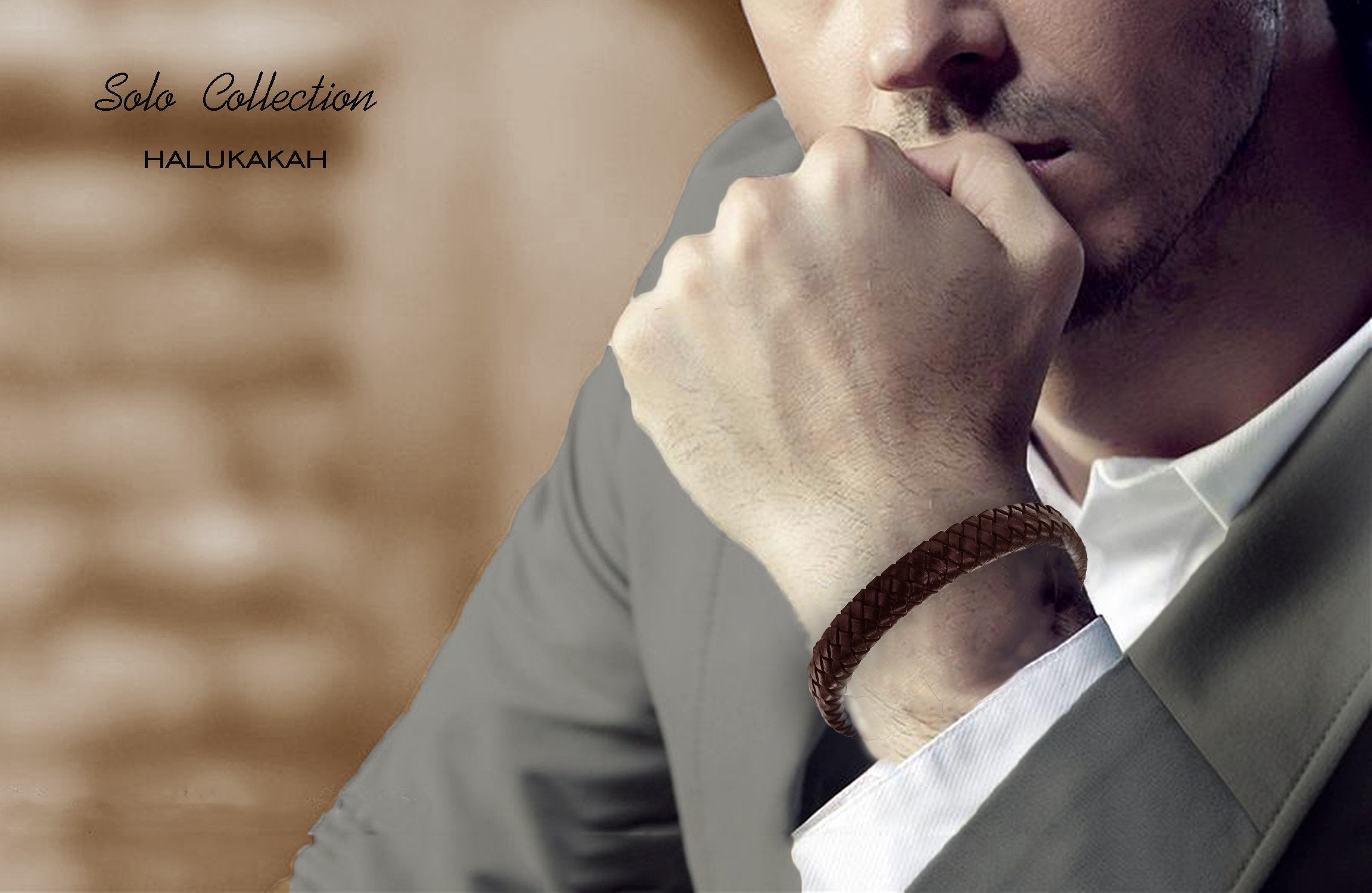 SANNIDHI Leather Bracelet for Men and Women with 8.46 in Braided Hoop Design | Brown