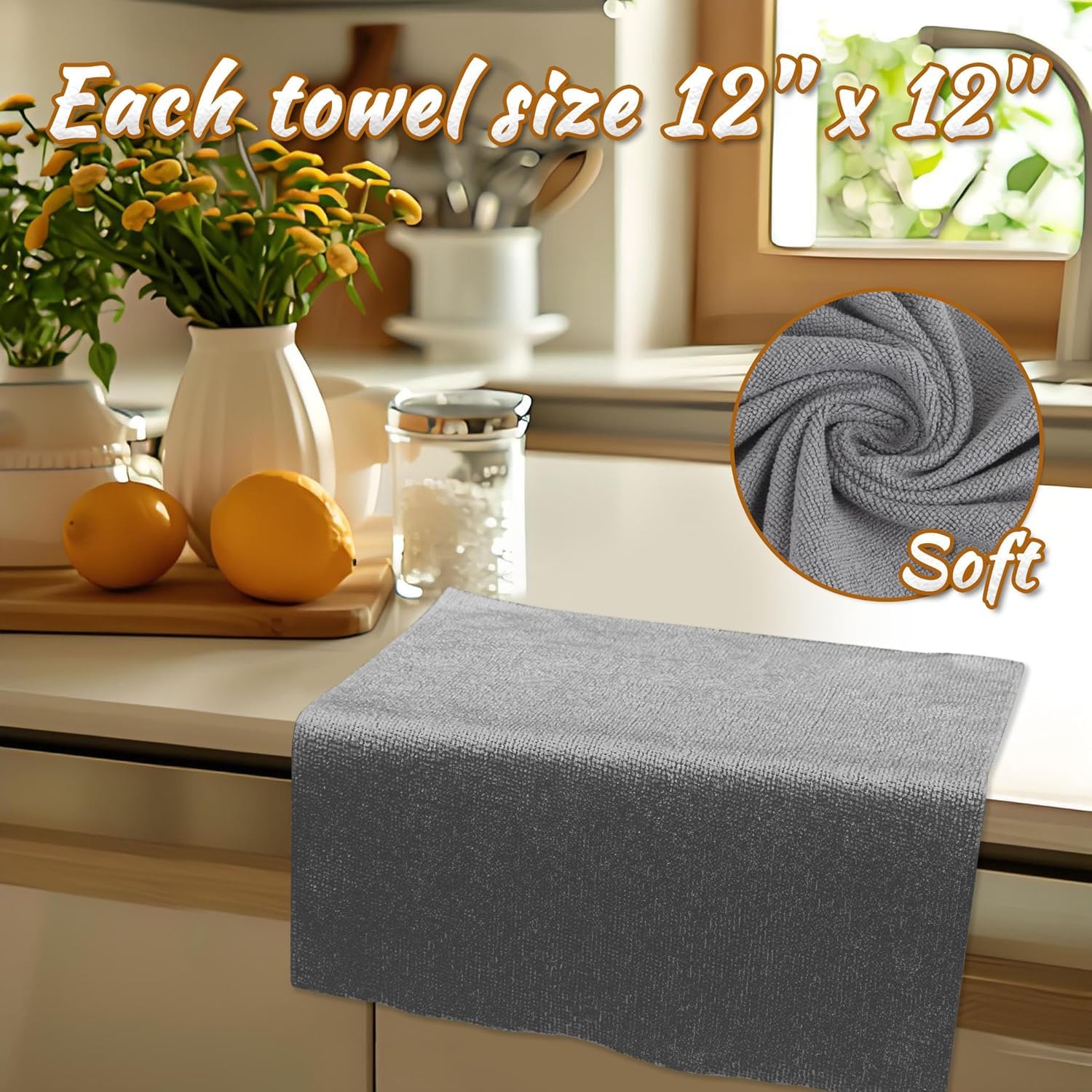 HASTHIP Microfiber Cleaning Cloth Roll for Kitchen Use with 60pcs Tear Away Towels | Reusable and Washable