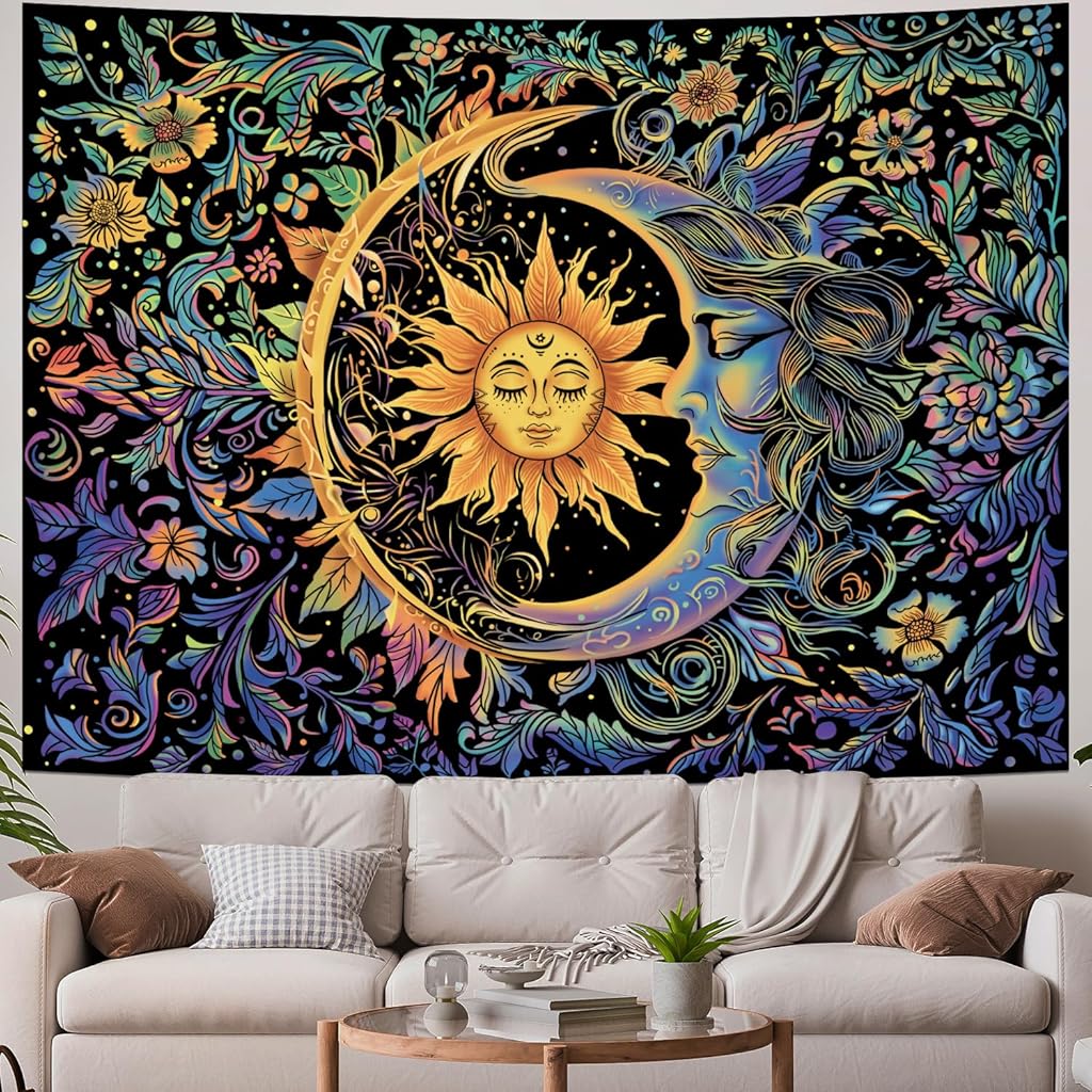 ZIBUYU® Sun and Moon Tapestry Psychedelic