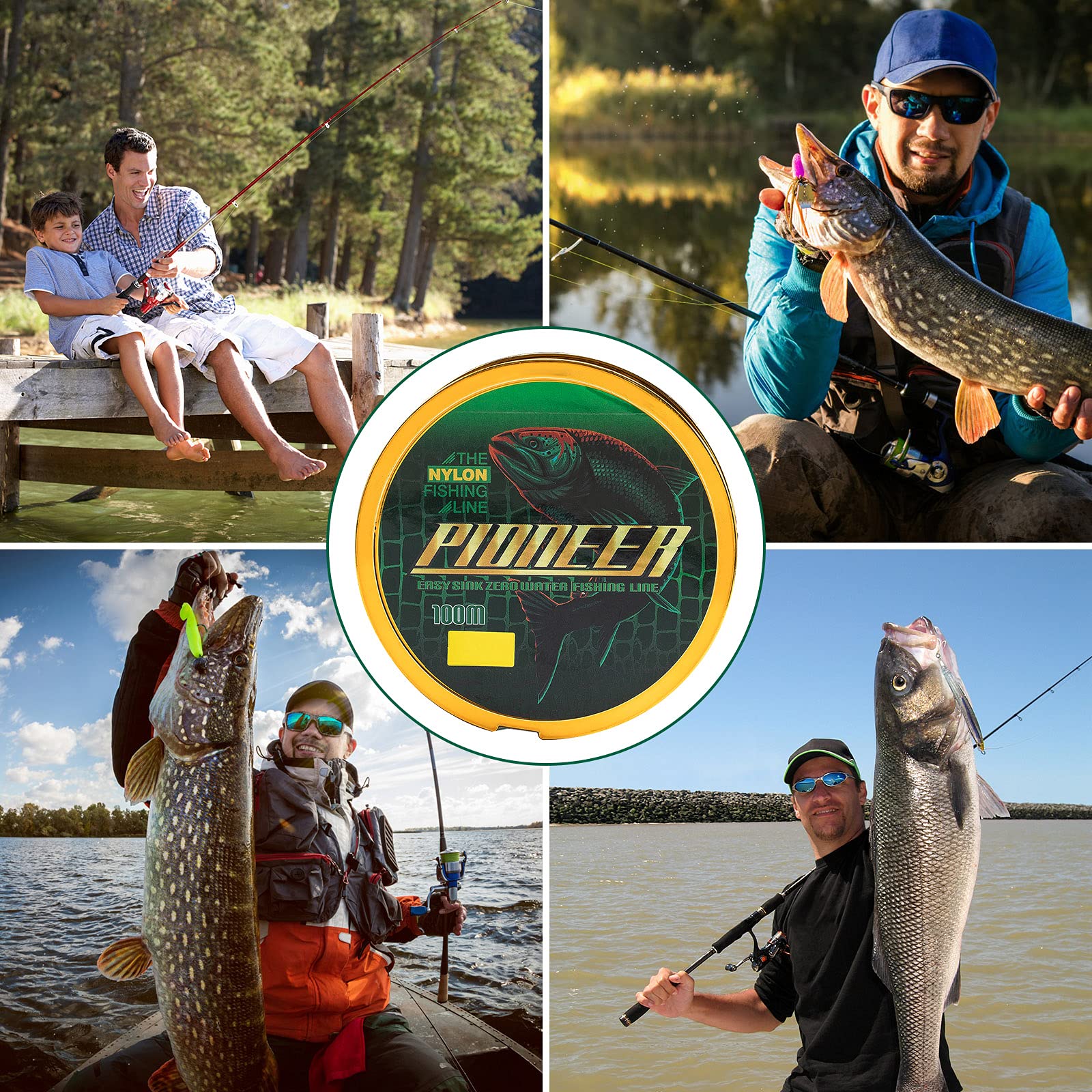 Proberos Fishing Line for Freshwater with 0.52mm 48.7LB Strength | Nylon Green 100m