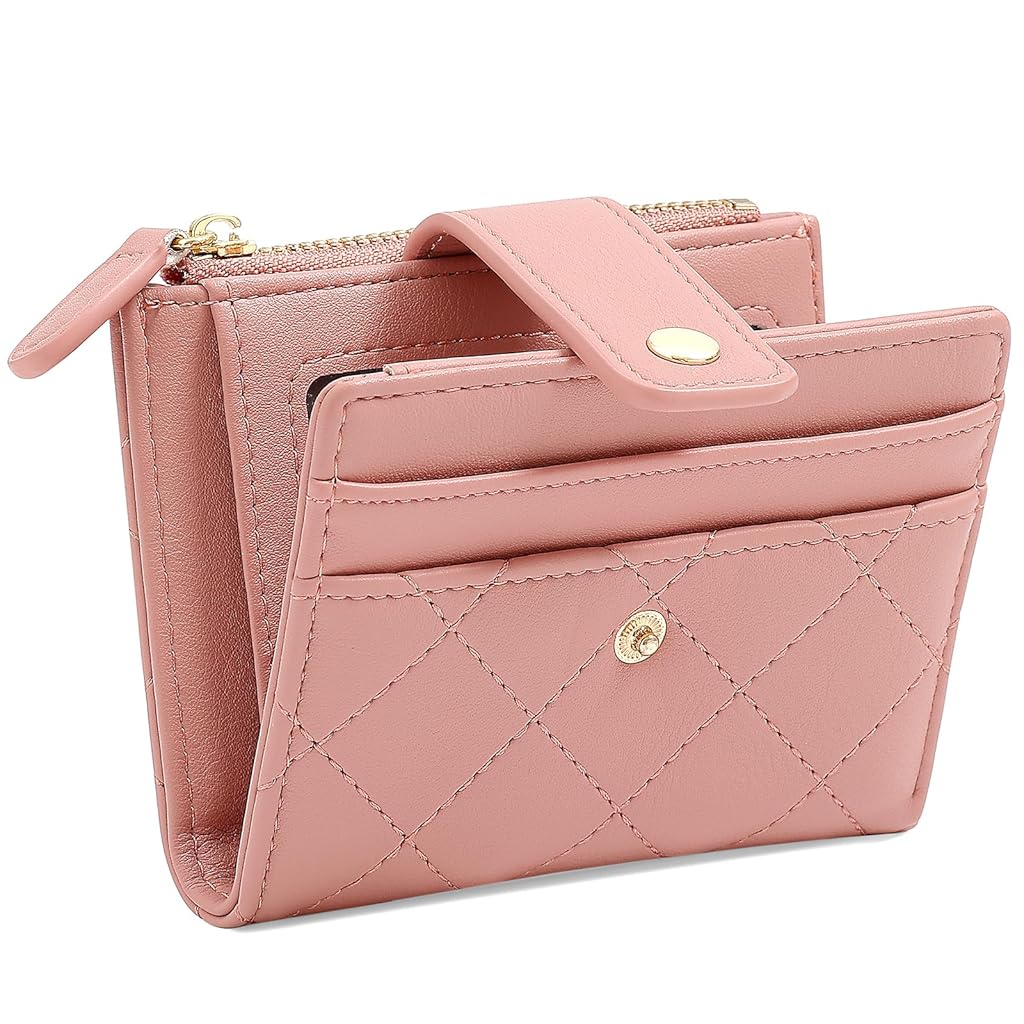 ZIBUYU® Small Wallet for Women Stylish, Pink Purse for Women Wallet, Fashion Purse Card Cash Bag Coin Small Clutch Wallet, Wallet For Girls Button Closure