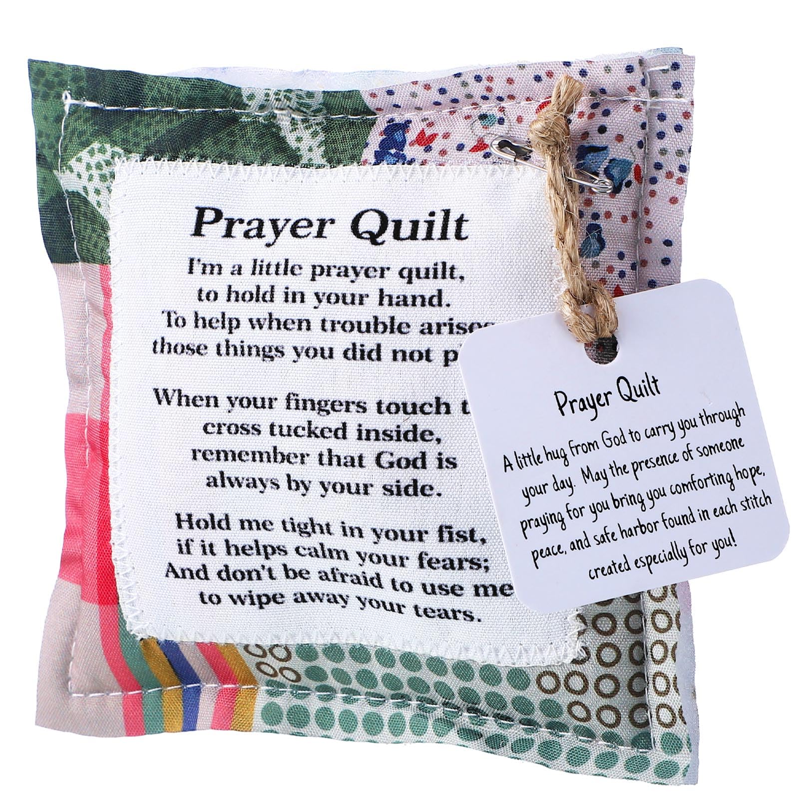 HASTHIP® Mini prayer quilt with a cross inside, featuring vintage pocket scriptures. A square-shaped Christian gift suitable for ladies, suitable for a thank-you gift