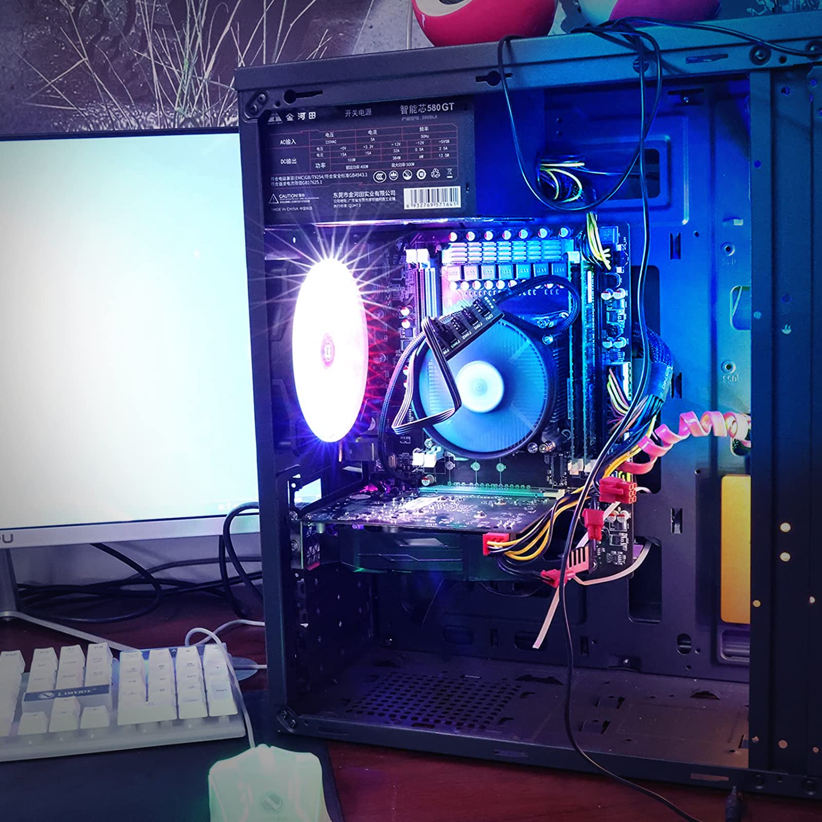 Verilux PWM Fan Hub for PC Case Fans with 15.7 in 1 to 5 Splitter and Braided Nylon Sleeve