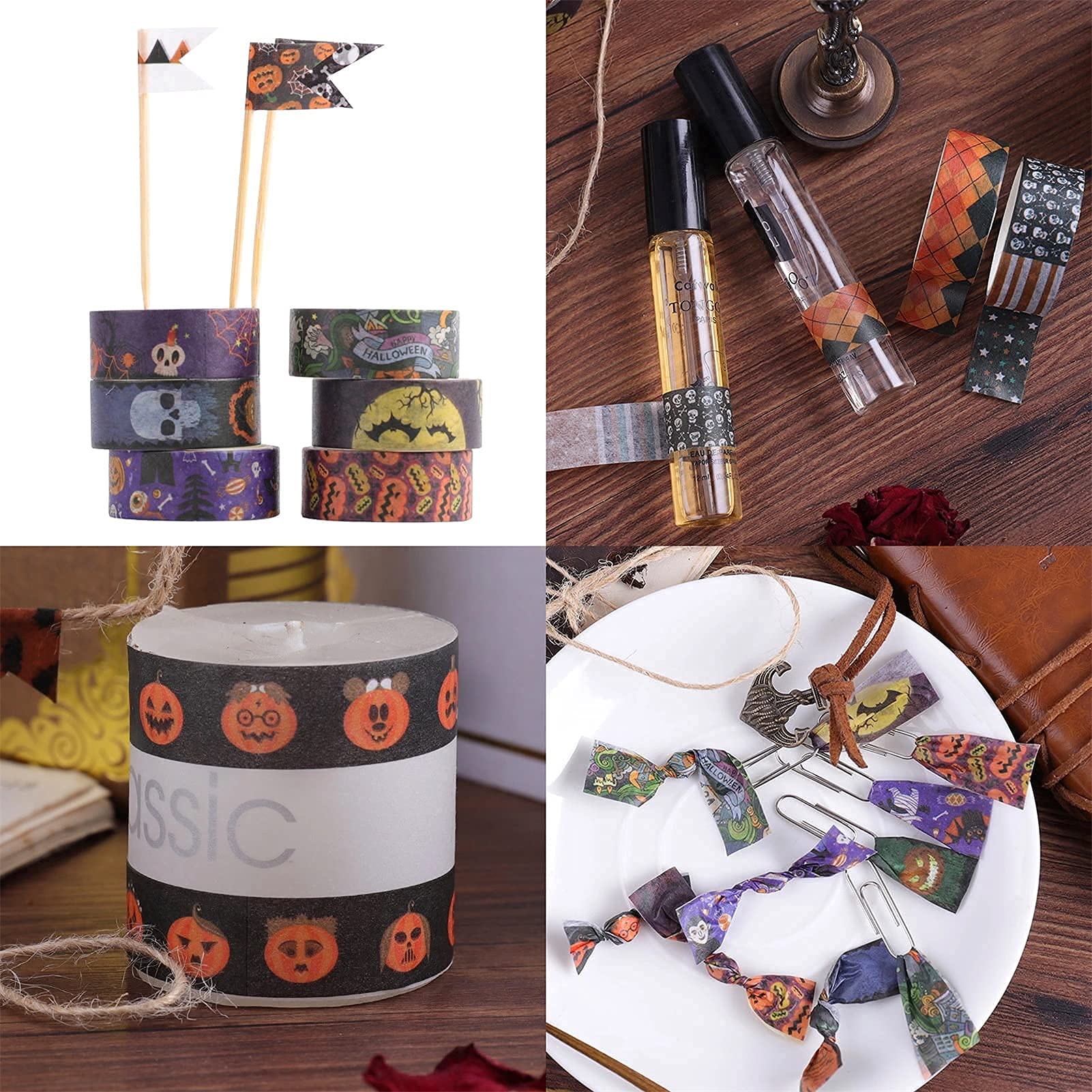 HASTHIP 24 Roll Washi Tape Set Halloween Element Aesthetic Decorative Tape Washi Tape Set Seasonal Art Perfect for Scrapbook Supplies Bullet Journal