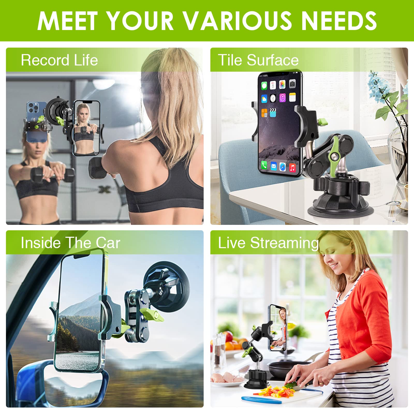 STHIRA Car Mobile Holder for Windshield and Dashboard with 360° Rotatable Arm | Secure Suction Mount