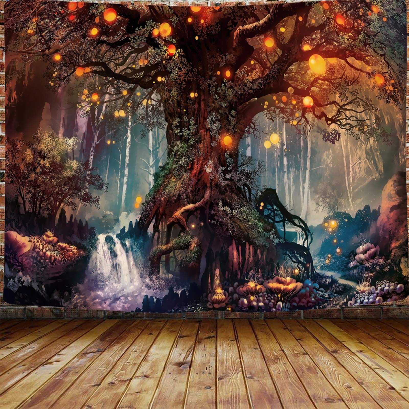 HASTHIP® Tree of Life Tapestry, Magical Forest Tapestry Polyester Tapestries Psychedelic Wall Tapestry TV Background Tapestry for Bedroom (50X60 Inches)( Brown)