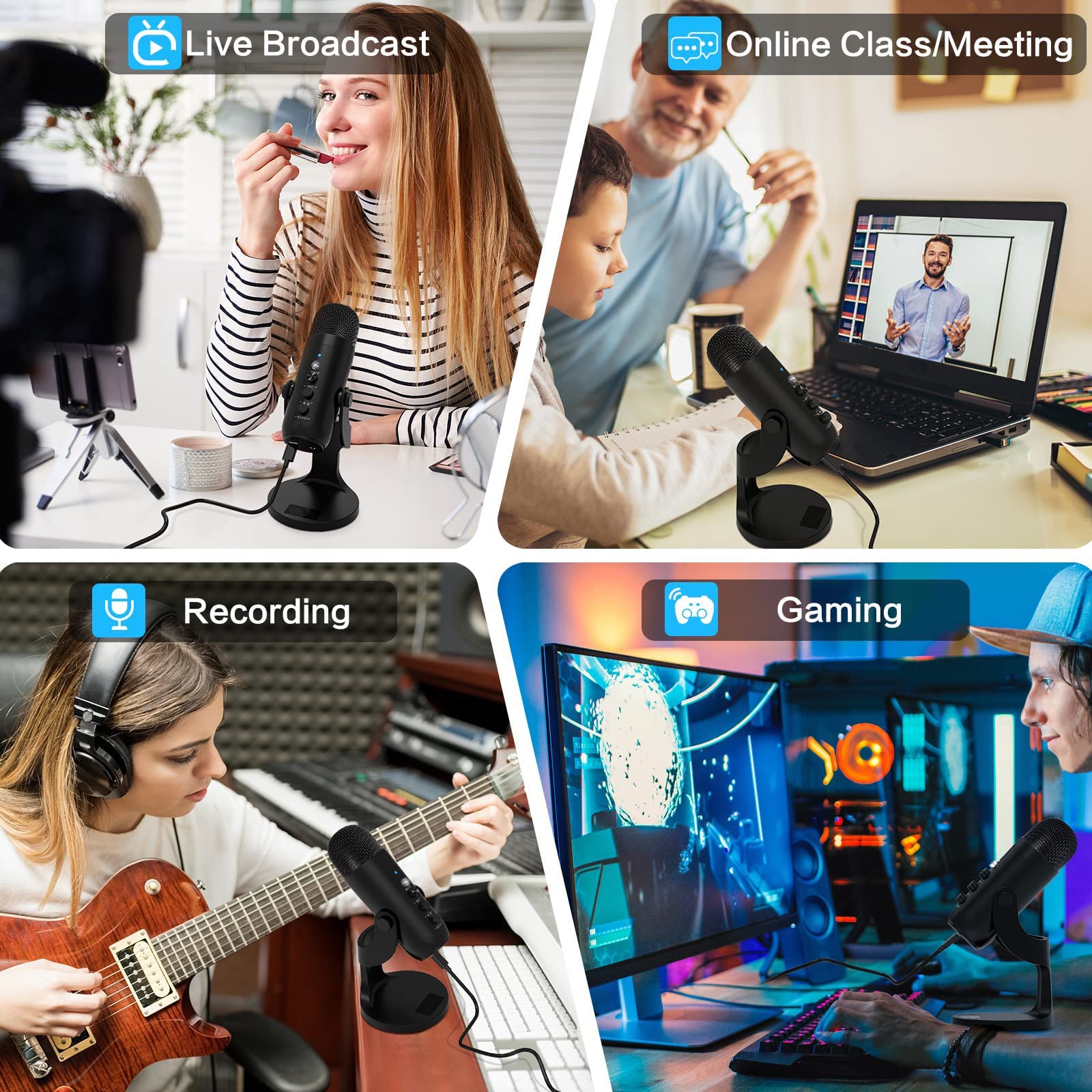 ZORBES Condenser Microphone for YouTube and Streaming with 192kHz 24Bit Audio | Rotatable Stand and Echo Control