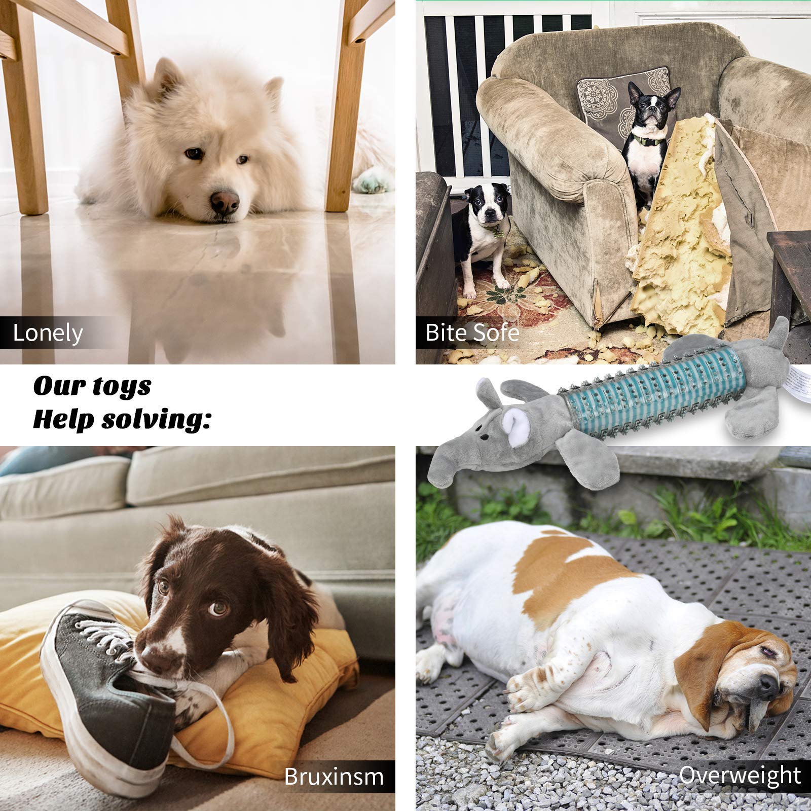 Qpets Dog Toy for Puppies featuring Squeaky Sound Chew Design and Plush Gray Elephant 18x10x6cm