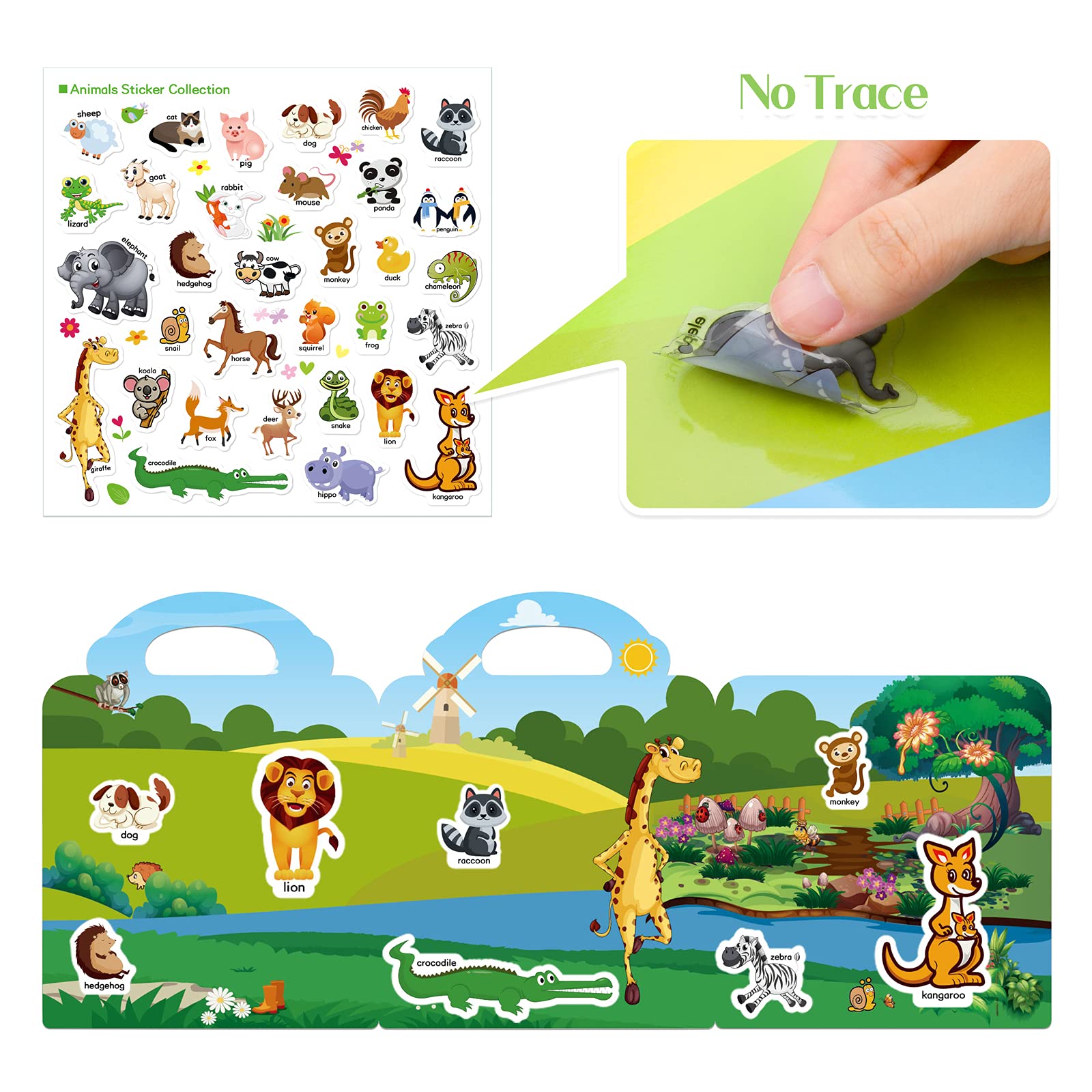PATPAT Stickers for Kids featuring 3 Theme Reusable PVC Sticker Books for Toddlers | Montessori Educational Toy