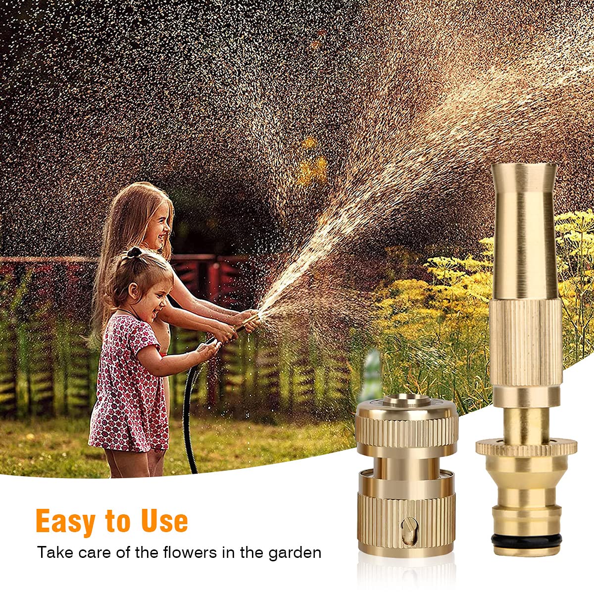 HASTHIP Brass Water Spray Gun Car Wash Nozzle, High Pressure Nozzle Spray Water Gun, Water Jet Hose Nozzles, Suitable for 1/2  Inch Hosepipe (Inner Diameter 13mm Outer Diameter 16mm)