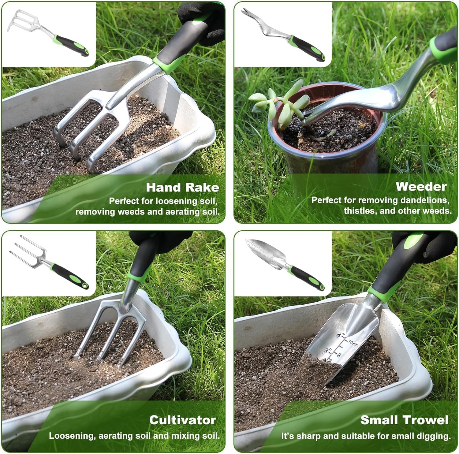 HASTHIP Gardening Tools Set for Home Garden with Tote Bag and 8 Pcs Aluminum Alloy Tools