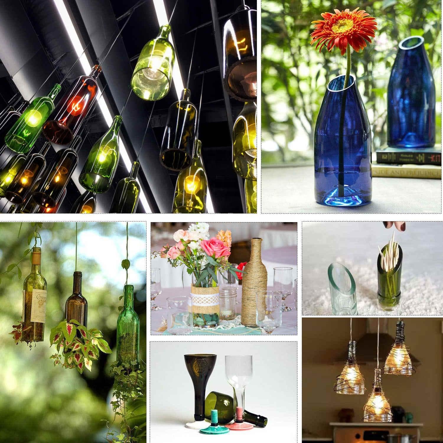 Serplex Glass Bottle Cutter Kit for DIY Crafts with 12pcs Tools and Stainless Steel Base