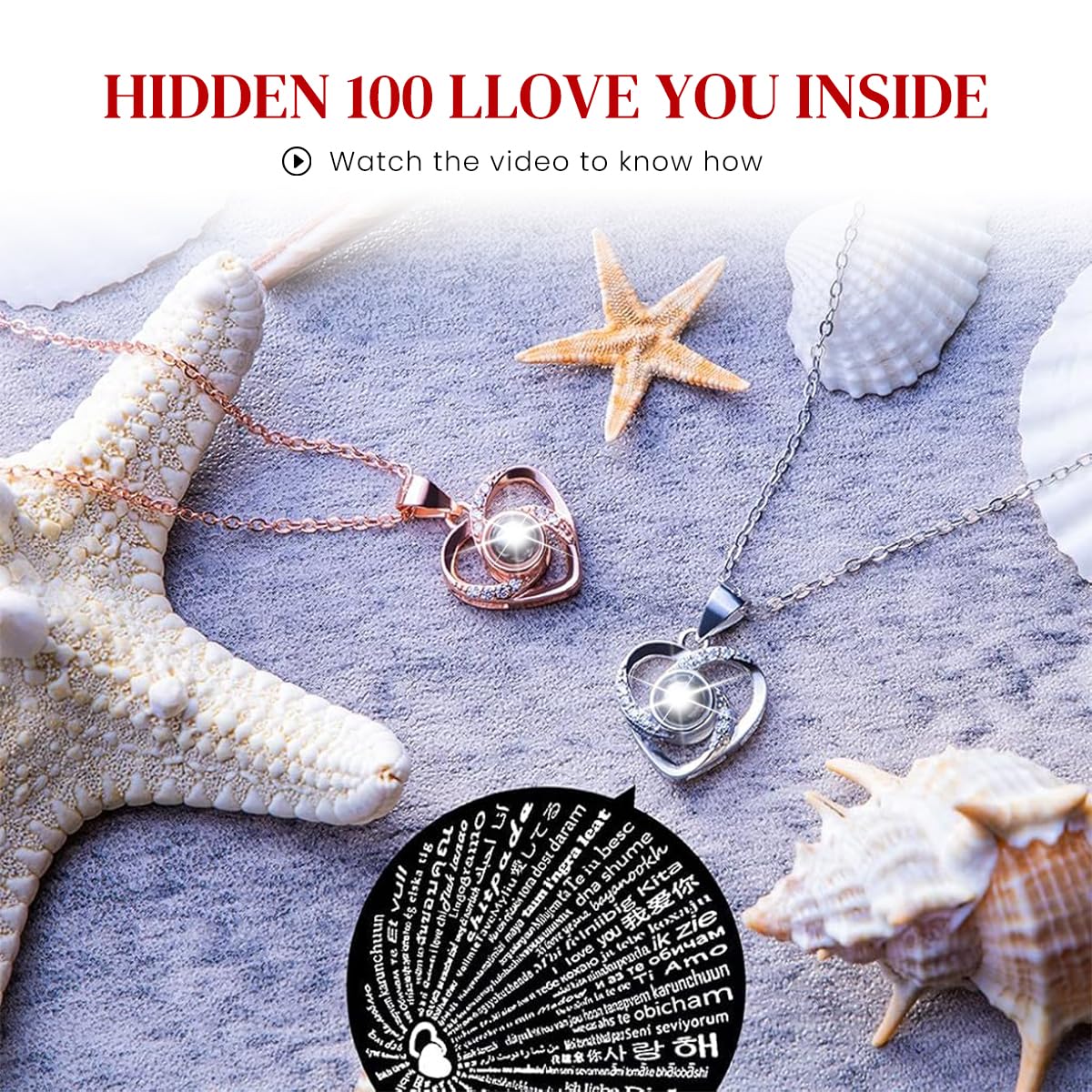 HASTHIP Eternal Rose Necklace for Women with 100 Language I Love You Projection | Gift Box Set