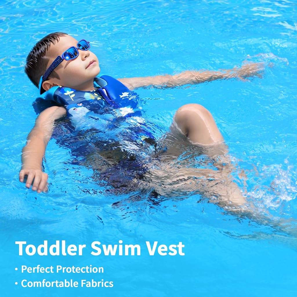 Proberos® Kids Life Jacket, for 5-7 Years Old, Swimming Vest Float Jacket Zip-up Training Buoyancy Jacket with Adjustable Thigh Fastening Straps, Pool Swim Beach Swim Life Jacket, M