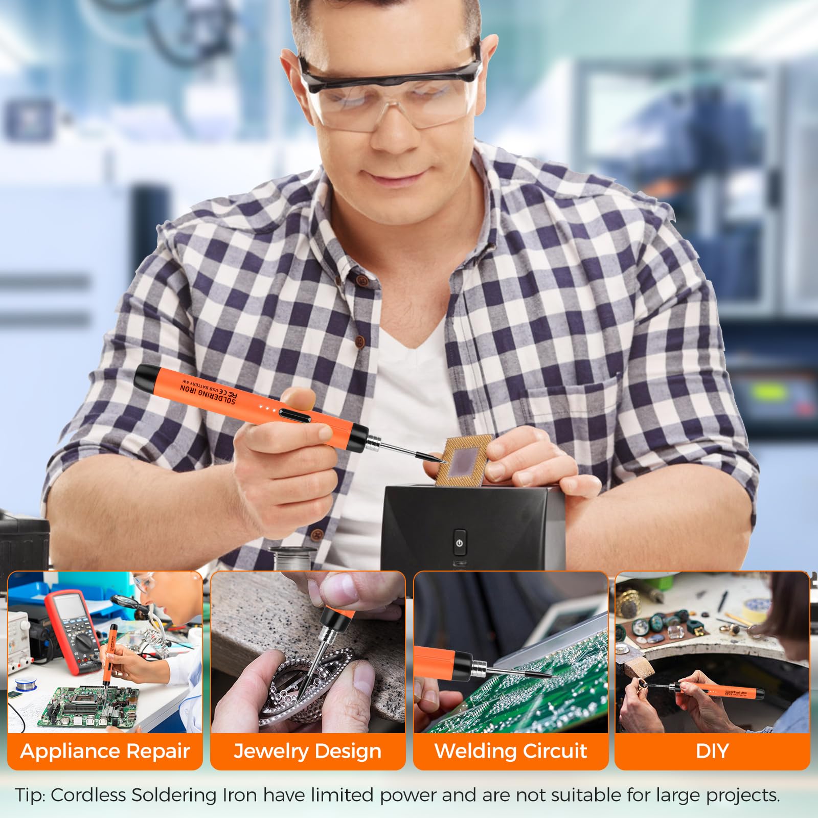 Serplex Cordless Electric Soldering Iron Pen Kit for Electronics and Home Repair with 3 Adjustable Temperatures and Quick 15 s Heat Up