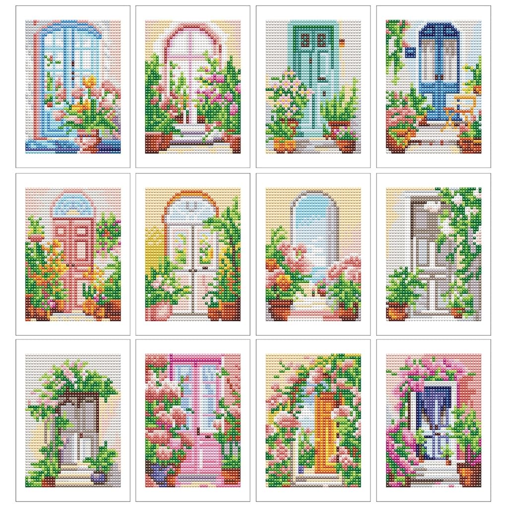 HASTHIP® 12Pcs DIY Diamond Paint Craft Kit, 15x15cm Dreamy Garden Themed DIY Colored Diamond Paint Art Kit with Complete Tool Set, Wall Decor Handcraft Gift Beginner-Friendly Fun Group Activity