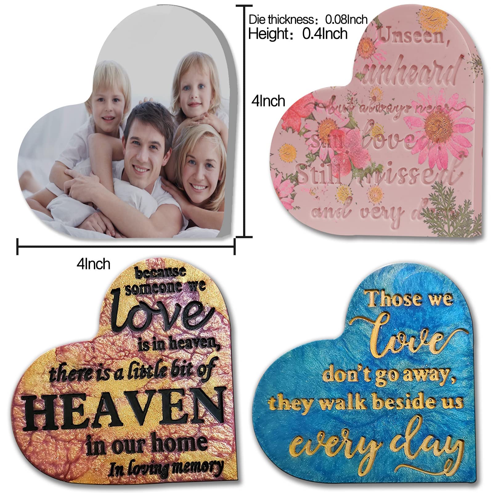 HASTHIP Heart Sign Resin Mold for DIY Craft and Desk Decoration featuring 4 Silicone Molds 13×12cm