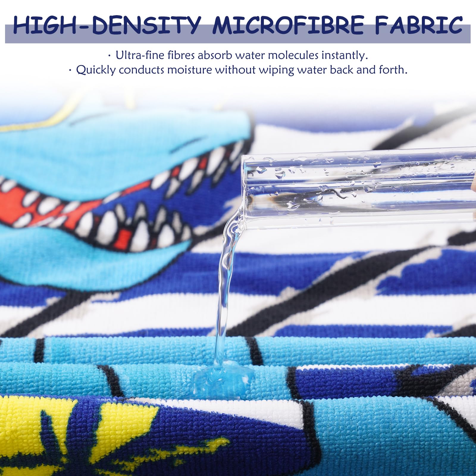 SNOWIE SOFT Kids Hooded Bath Towel for Boys featuring Blue Dino Print and Drawstring Bag 75 x 150 cm