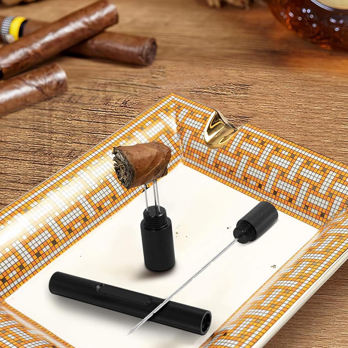 Climberty Cigar Punch Tool Set for Enthusiasts with 8mm Punch and Twin Nubber | Black