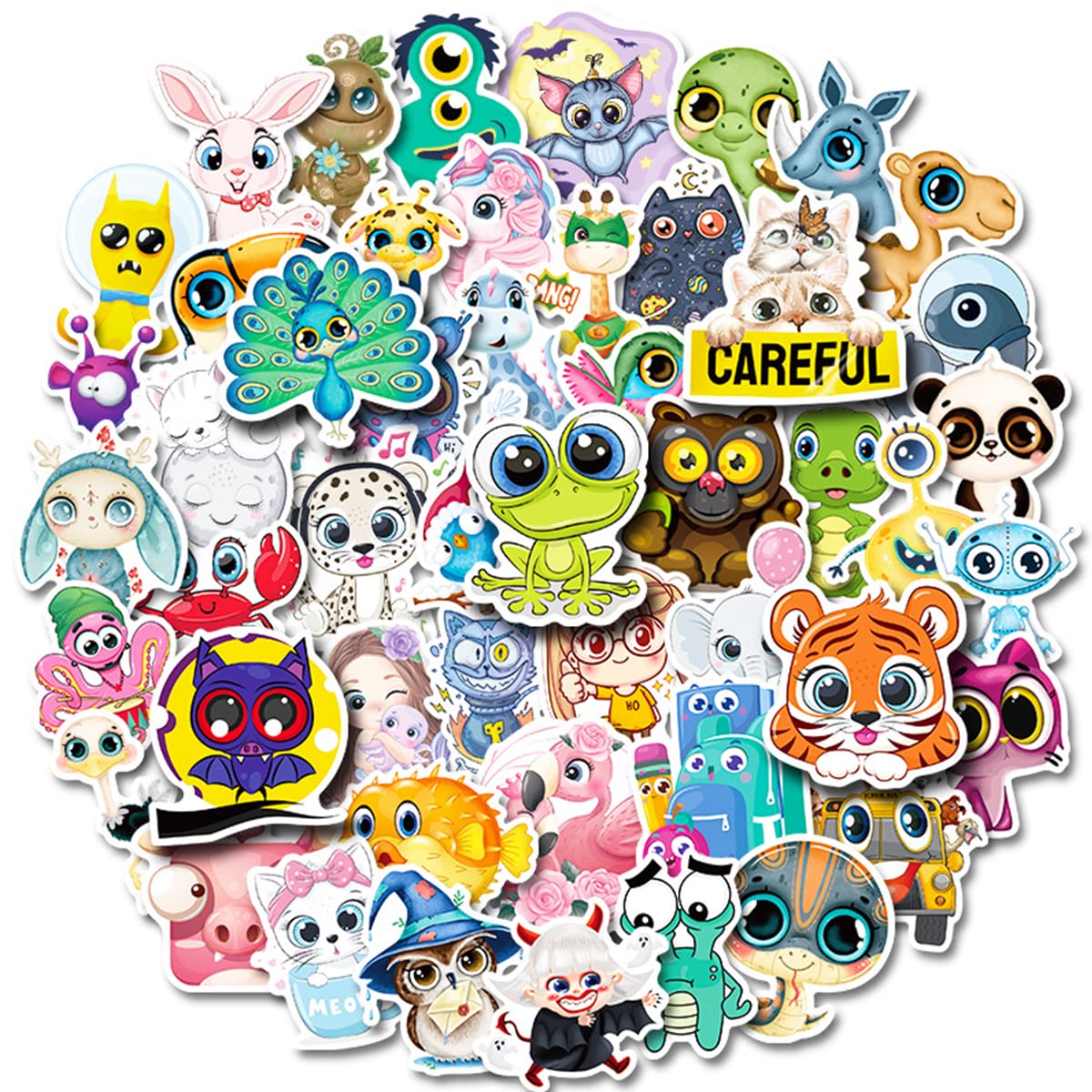 HASTHIP® Skin Stickers for Scrapbook Journal Cute Cartoon Stickers for Laptop Compute, Water Bottle,Travel Case, Waterproof Tape Sticker Wall Stickers for Boys Girls