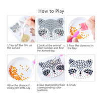 HASTHIP® 12 PCS Diamond Painting Kits for Kids Painting Kit DIY Paint by Numbers 5D Diamonds Stickers Arts and Crafts Kits for Kids (Animals),Resin