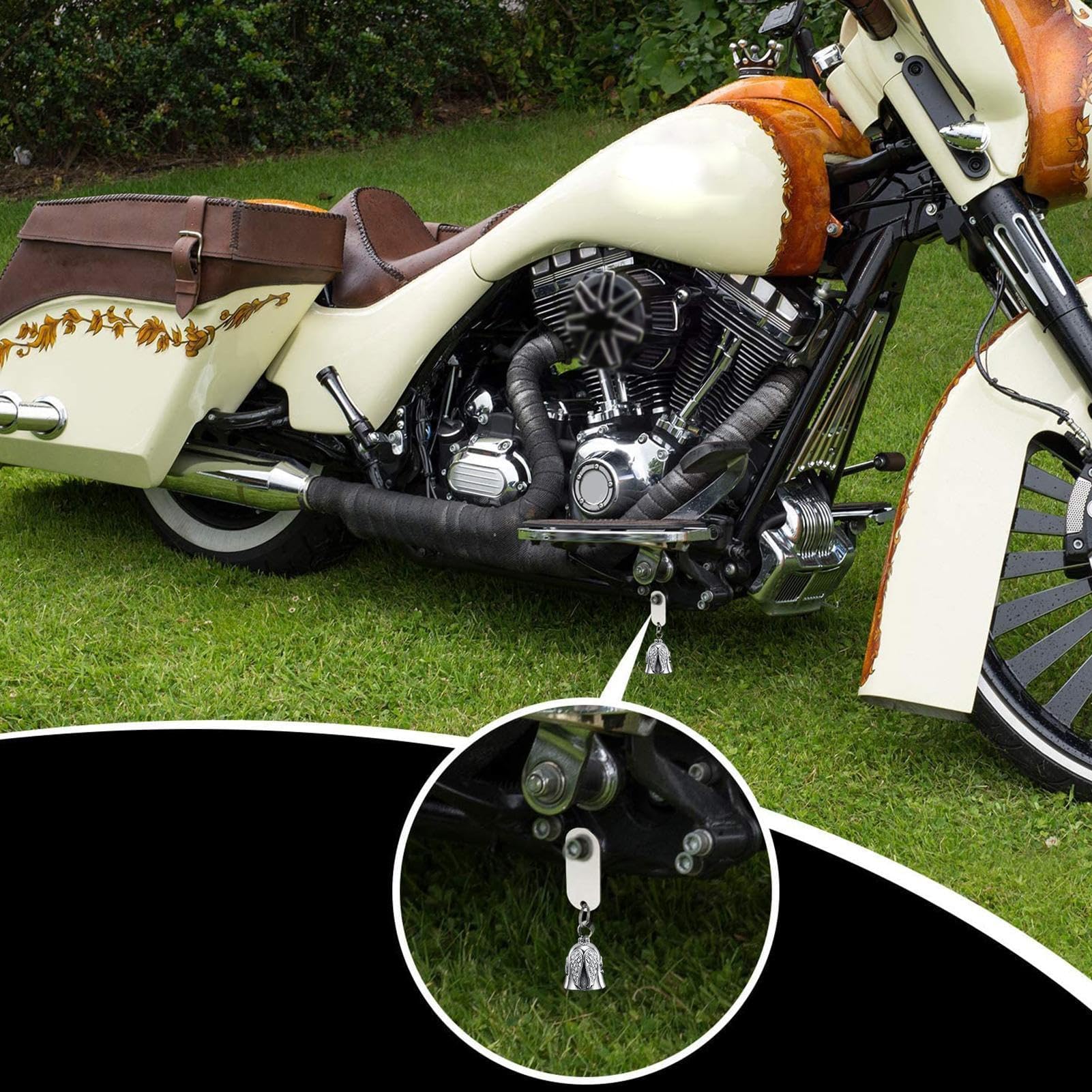 STHIRA Guardian Angel Motorcycle Bell for Good Luck with Metal Ring Attachment 3 PCS