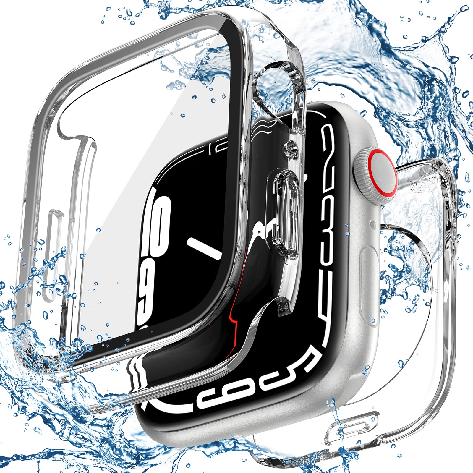 ZORBES Waterproof Hard Case for Apple Watch Series 7 45mm with 9H Tempered Glass | Daily Water Protection