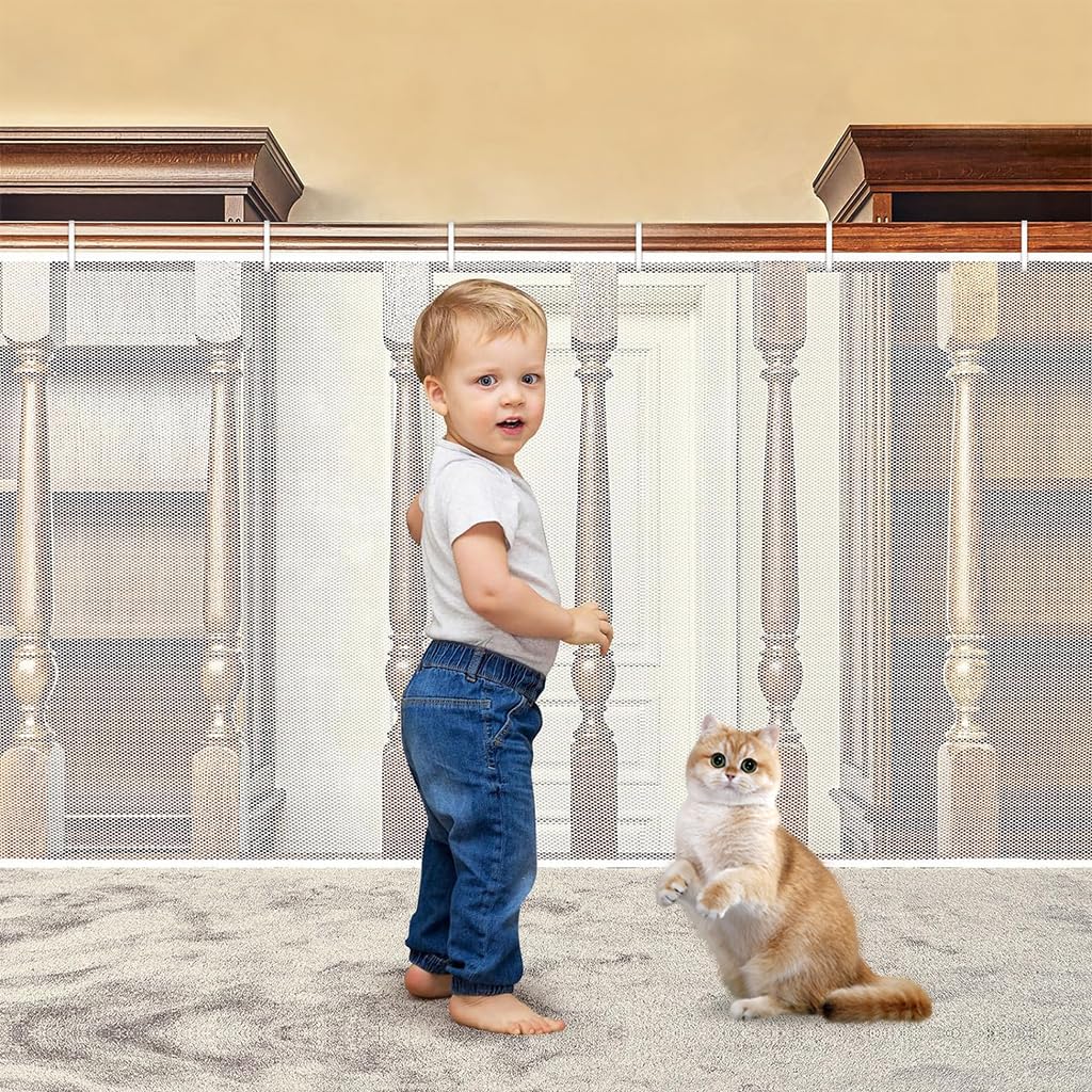 SNOWIE SOFT Baby Safety Net for Stairs and Balconies with 20 Zip Ties | 9.8 ft x 3.3 ft Polyester