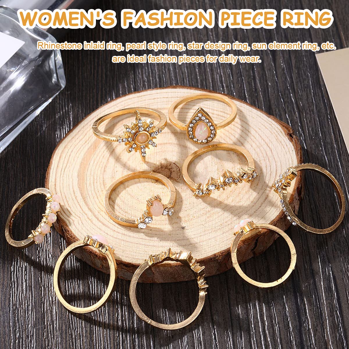 SANNIDHI Knuckle Rings Set for Women with 10 Stackable Vintage Designs | Golden Alloy