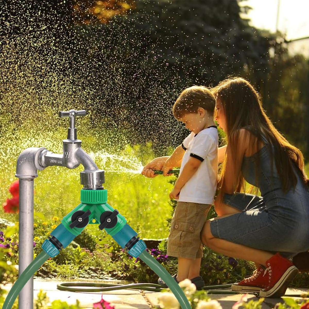 HASTHIP Garden Hose Splitter for Efficient Watering with Dual Valves and ABS Build | Leak-Free Connection