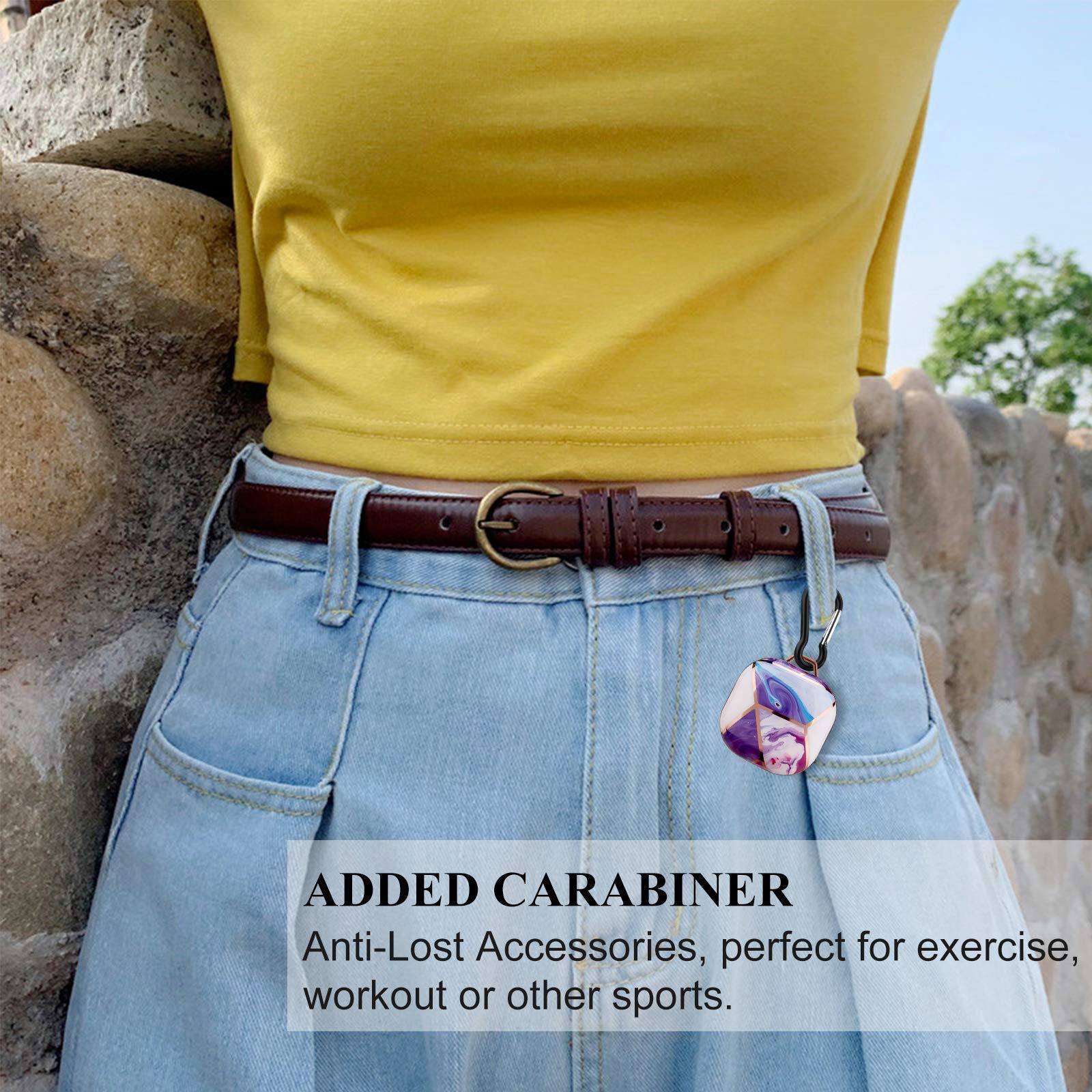 Zeitel Samsung Galaxy Buds Case Cover with Two Piece Design and Chrome PC Protection | Includes Key Ring for Travel