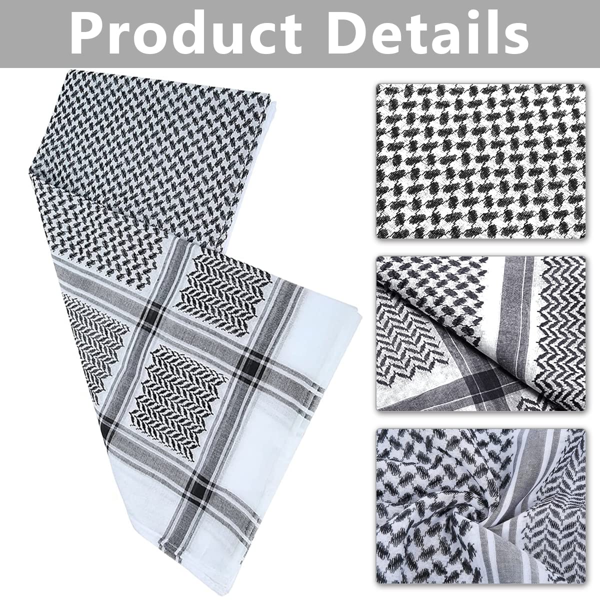 GUSTAVE Head Scarf for Men with 55 in Square Design featuring Jacquard Weave | Polyester Keffiyeh Shawl