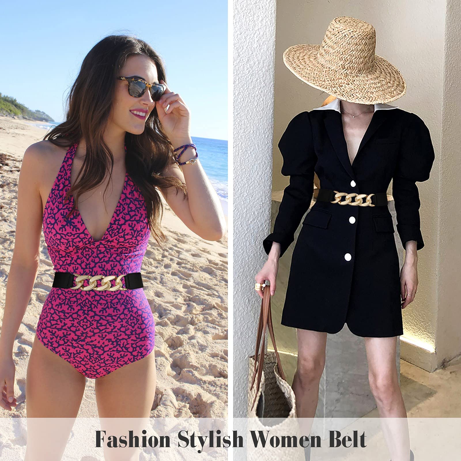 Venzina Belt for Women Dresses featuring Elastic Waistband and Snap Button Design 60–80cm Fit