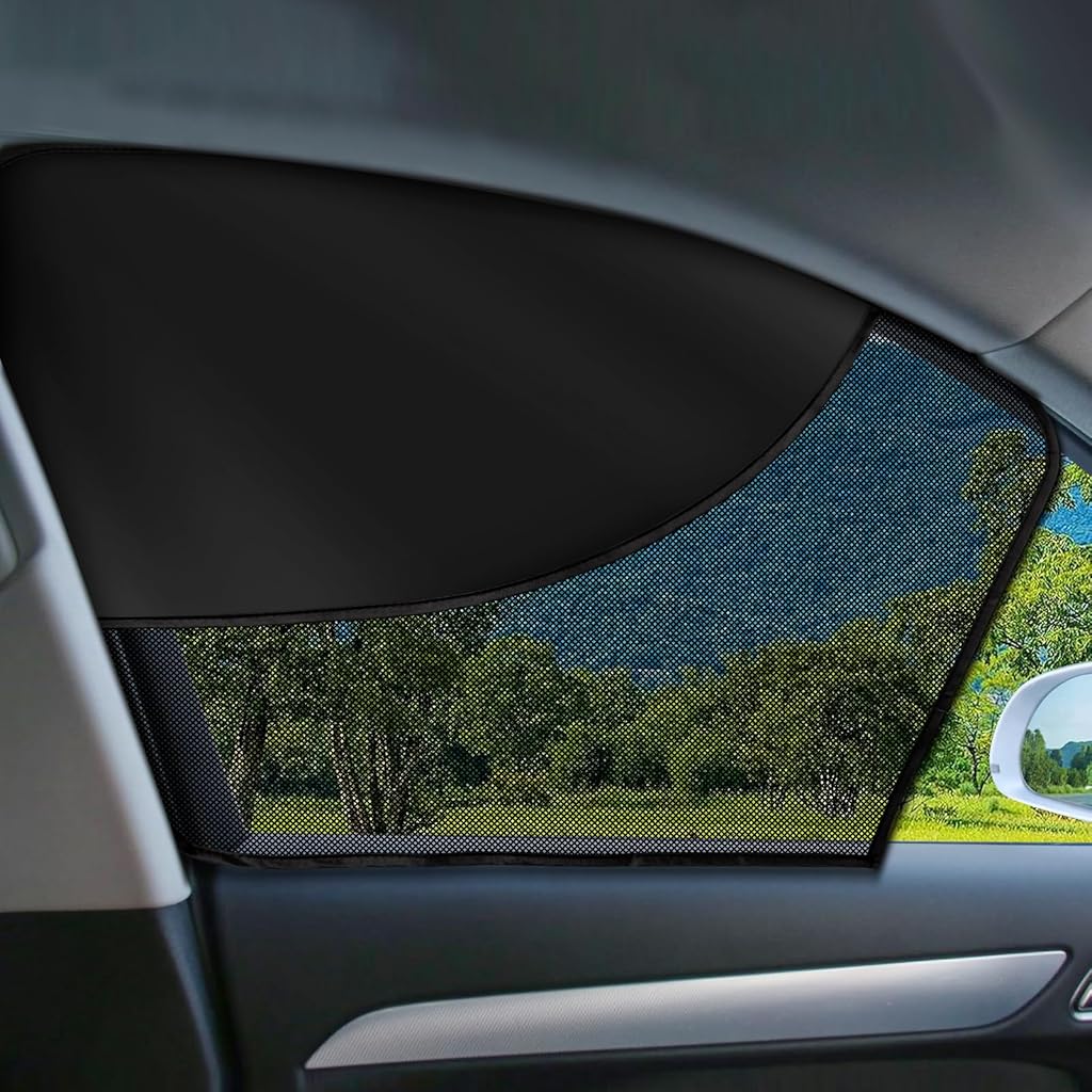 STHIRA® 2Pcs Car Window Sun Shade Magnetic UV Protection Sun Shades Magnetic Half-mesh Blackout Sun Shields Universal Car Window Sun Shades