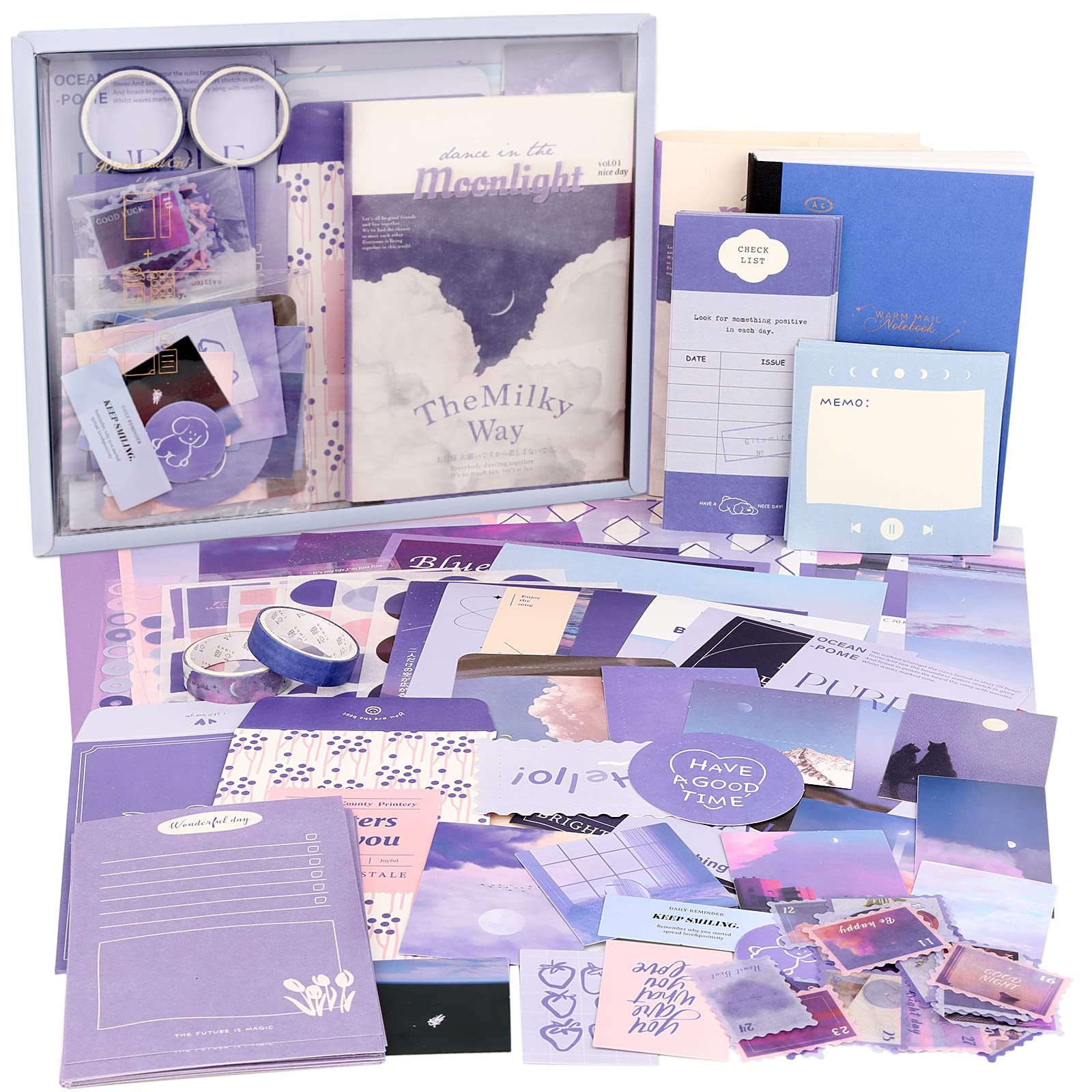 HASTHIP Journal Supplies Kit for Scrapbooking with 346 pcs Vintage Stickers and Papers