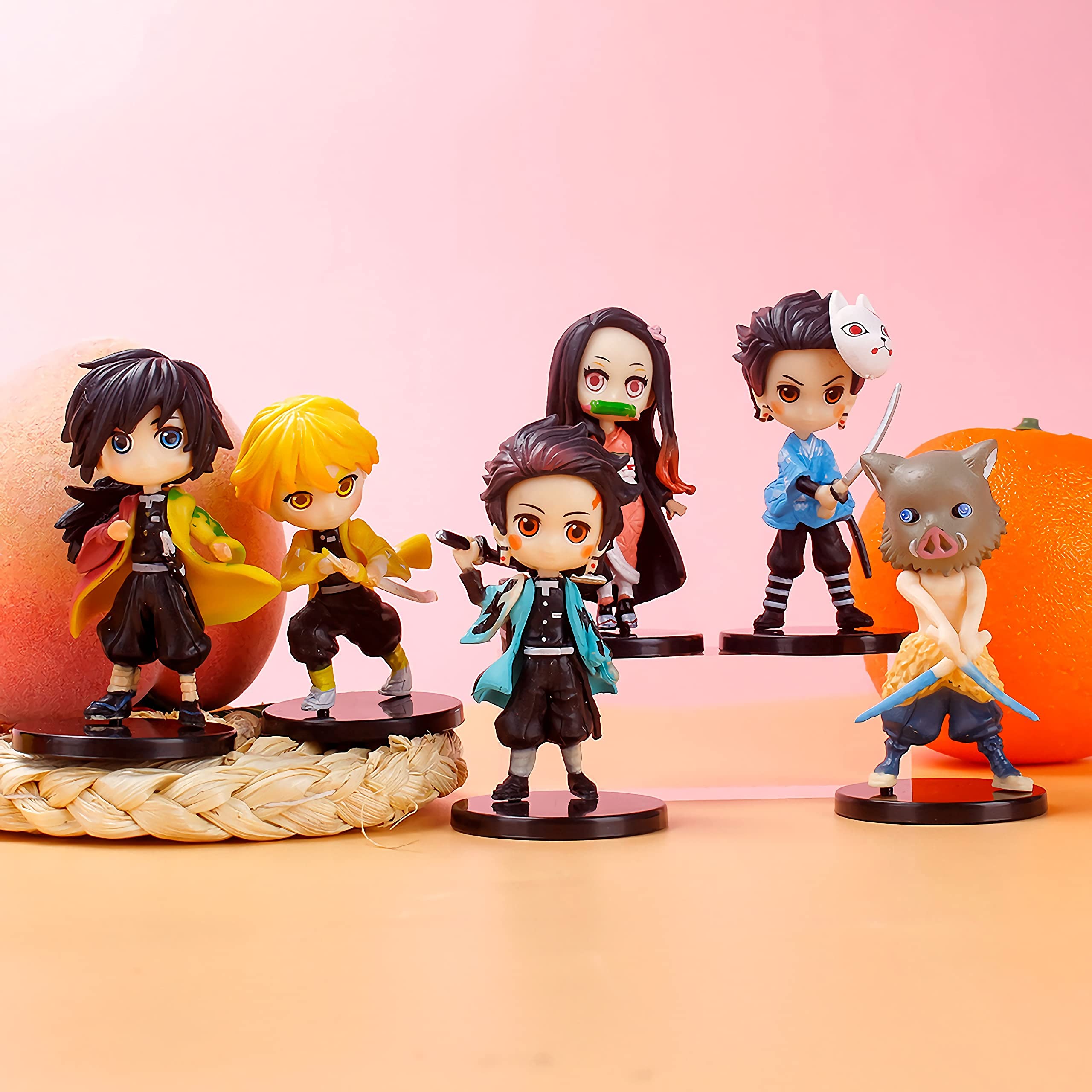 HASTHIP Demon Slayer Action Figures Set with 6 Characters 2.5–2.9 in | Non Toxic Plastic Toys