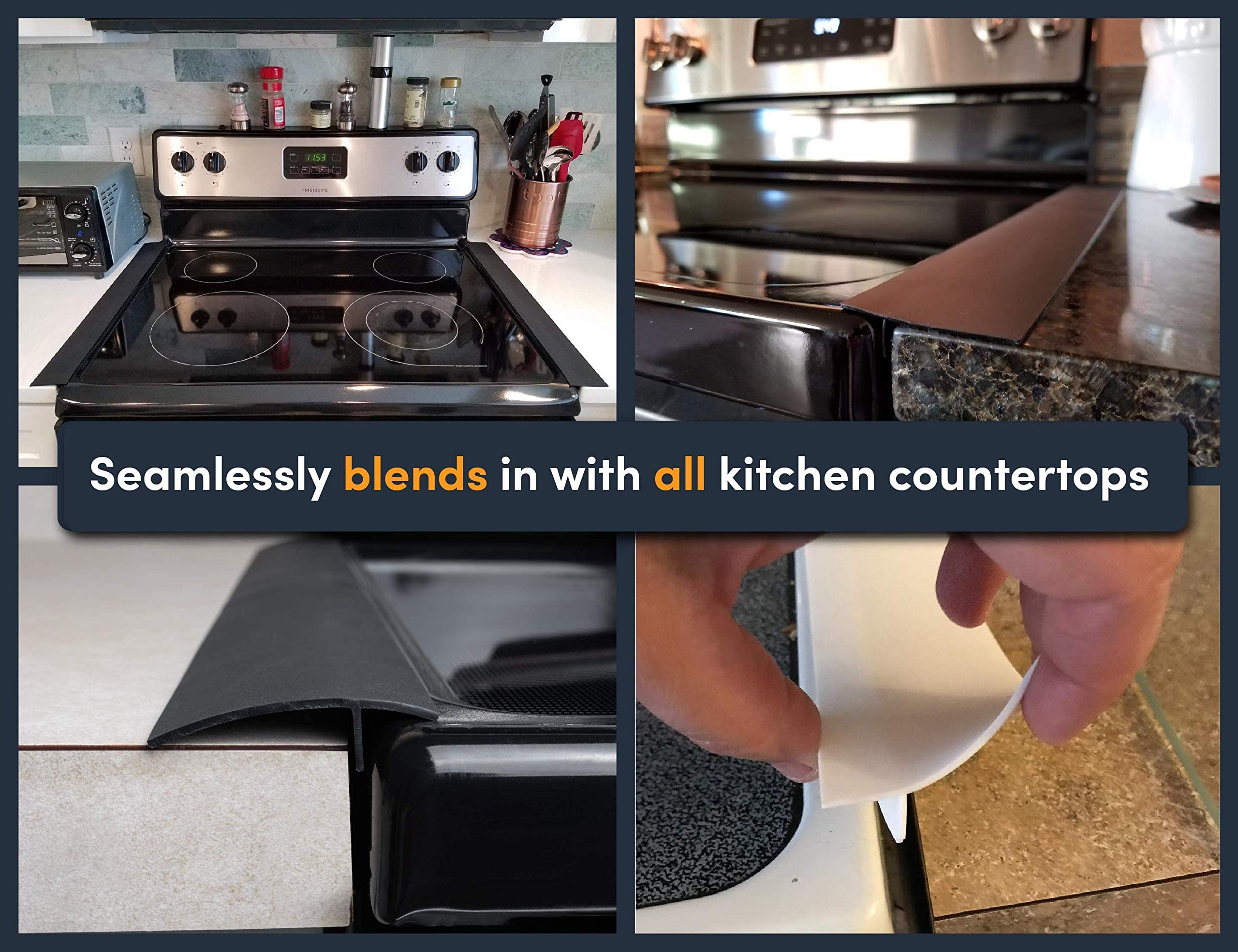 ZIBUYU Silicone Stove Gap Covers for Kitchen Counters with Insert Sheet | 21 in Heat Resistant White Filler