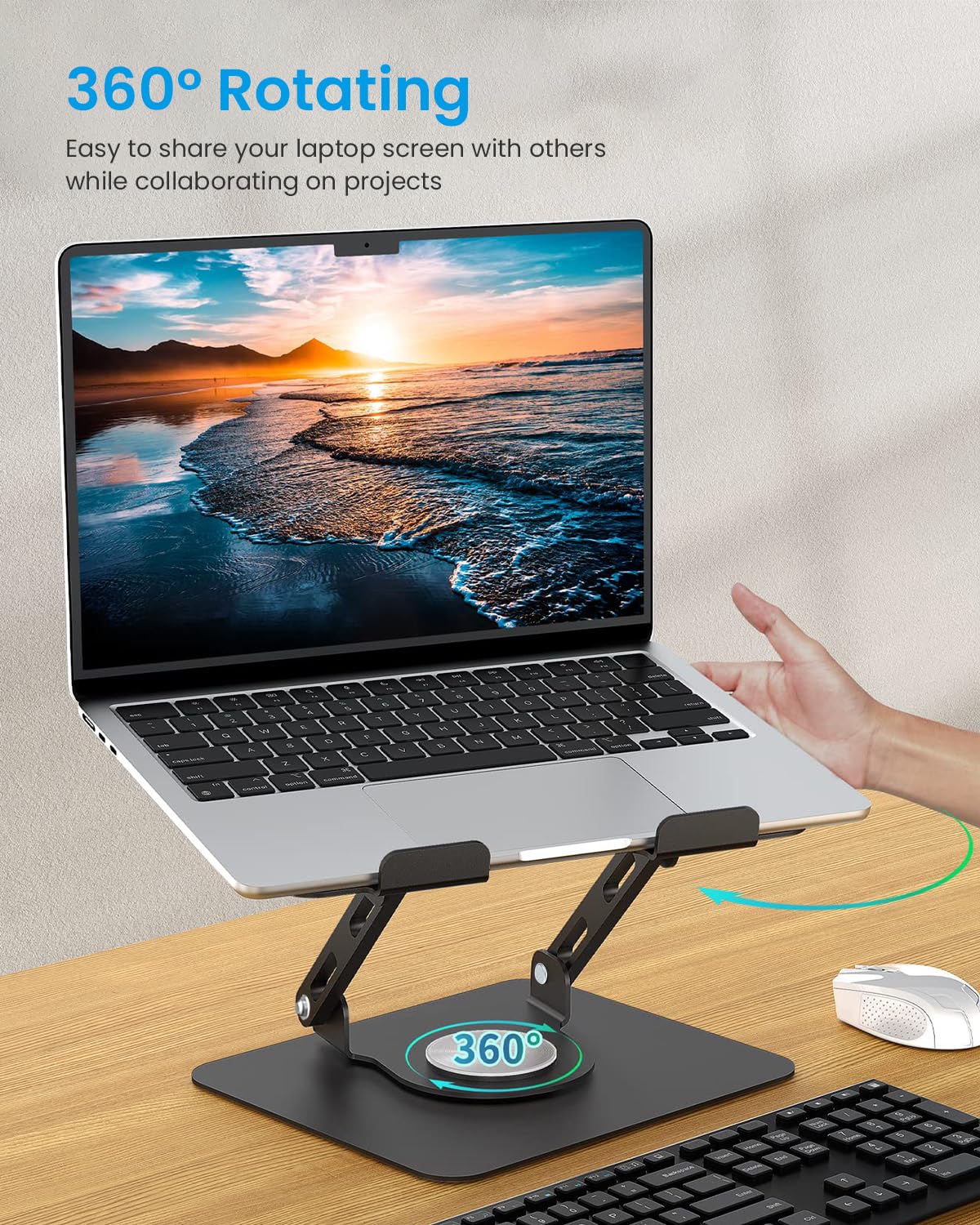 ZORBES Laptop Stand for 11–17.3 inch Devices with 360° Rotatable Base and Aluminum Alloy Build