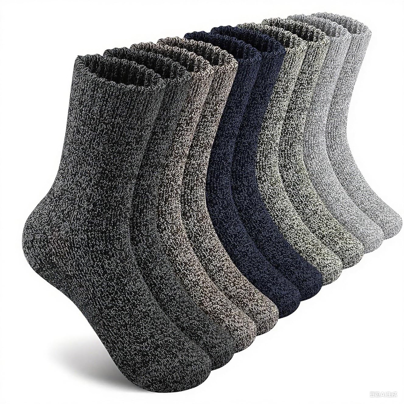 Zibuyu Mens Merino Wool Thermal Hiking Socks 5 Pairs with Cushion for Winter Use