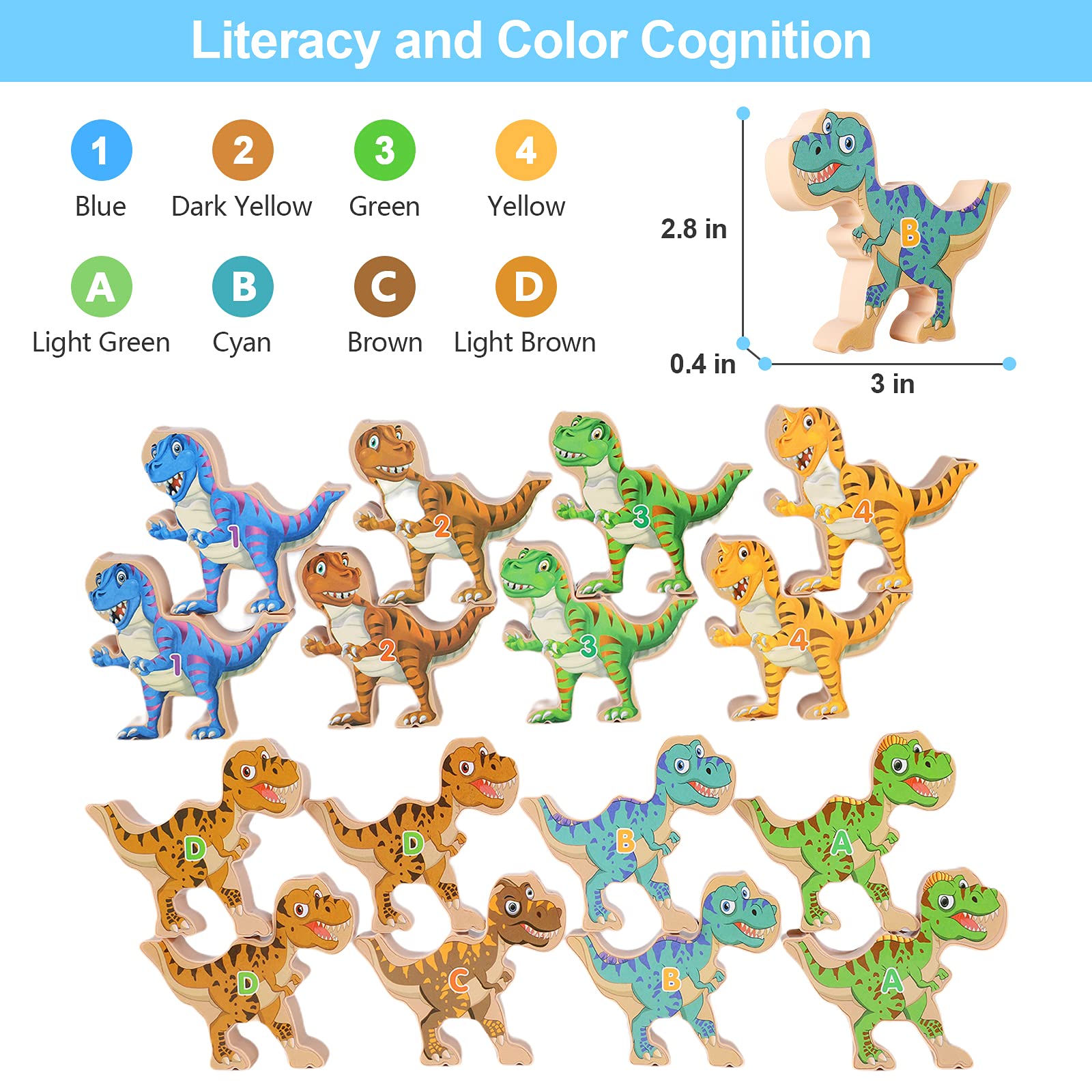 PATPAT® 10 PCS Animal Wooden Blocks Stacking Toys for Kids, Animal Balance Game Wooden Puzzle for Toddler, Fine Motor Skill Educational Toys for 2 3 4 5 Year Old Girls Boys