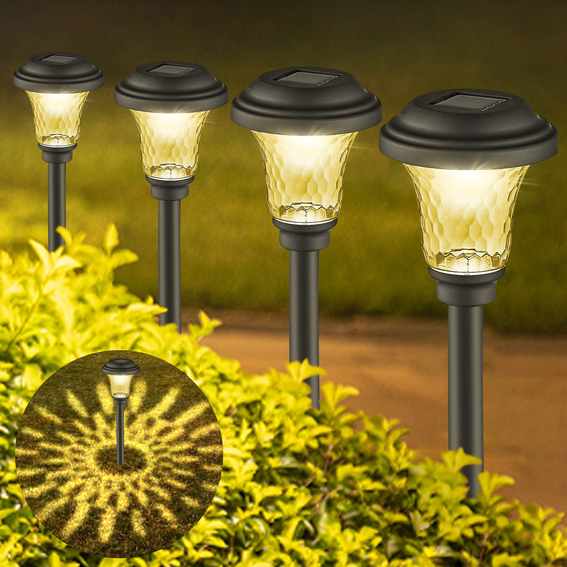 ELEPHANTBOAT Solar Light for Home 6 Pack IP44 Double Waterproof Solar Garden Lights Outdoor LED Solar Path Lights for Landscape, Patio, Yard, Auto On/Off Dusk to Dawn Warm Light