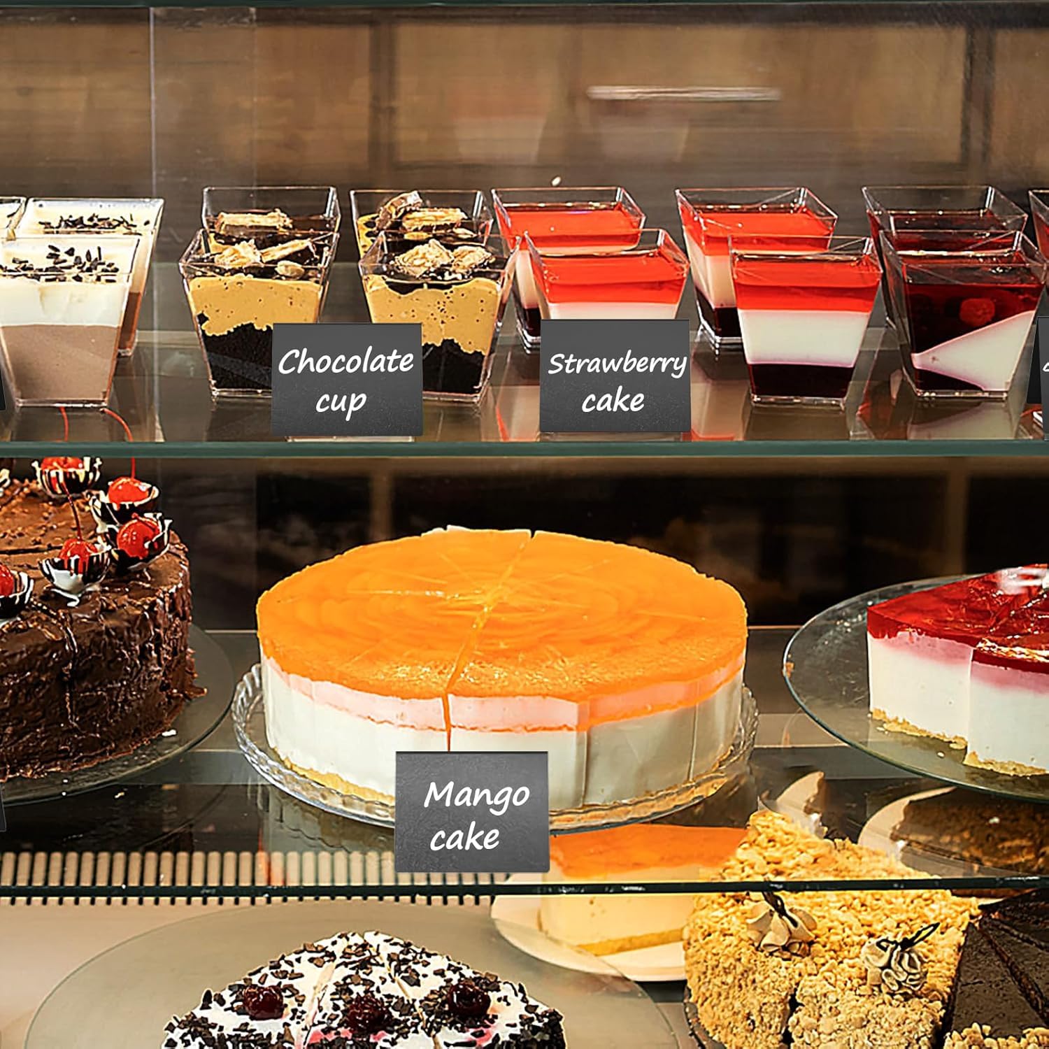 Climberty Chalkboard Display Stands 12Pcs 4 x 3 in for Buffet Bakery and Party Use | Reusable with Marker and Wipe Cloth