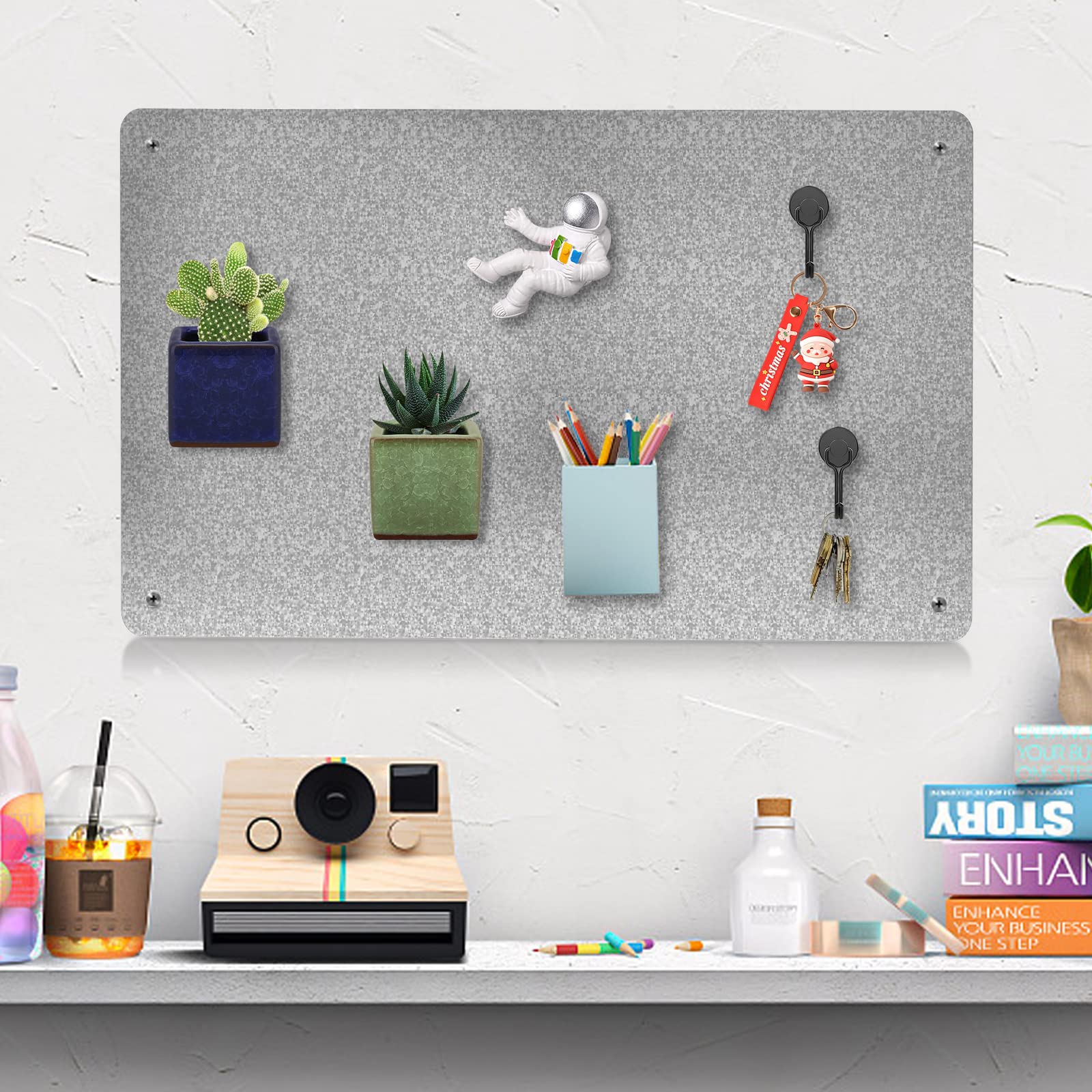 OFIFO Magnetic Board for Wall with Dual Installation and 16.9 x 11.8 in Steel Surface | Home and Office Display