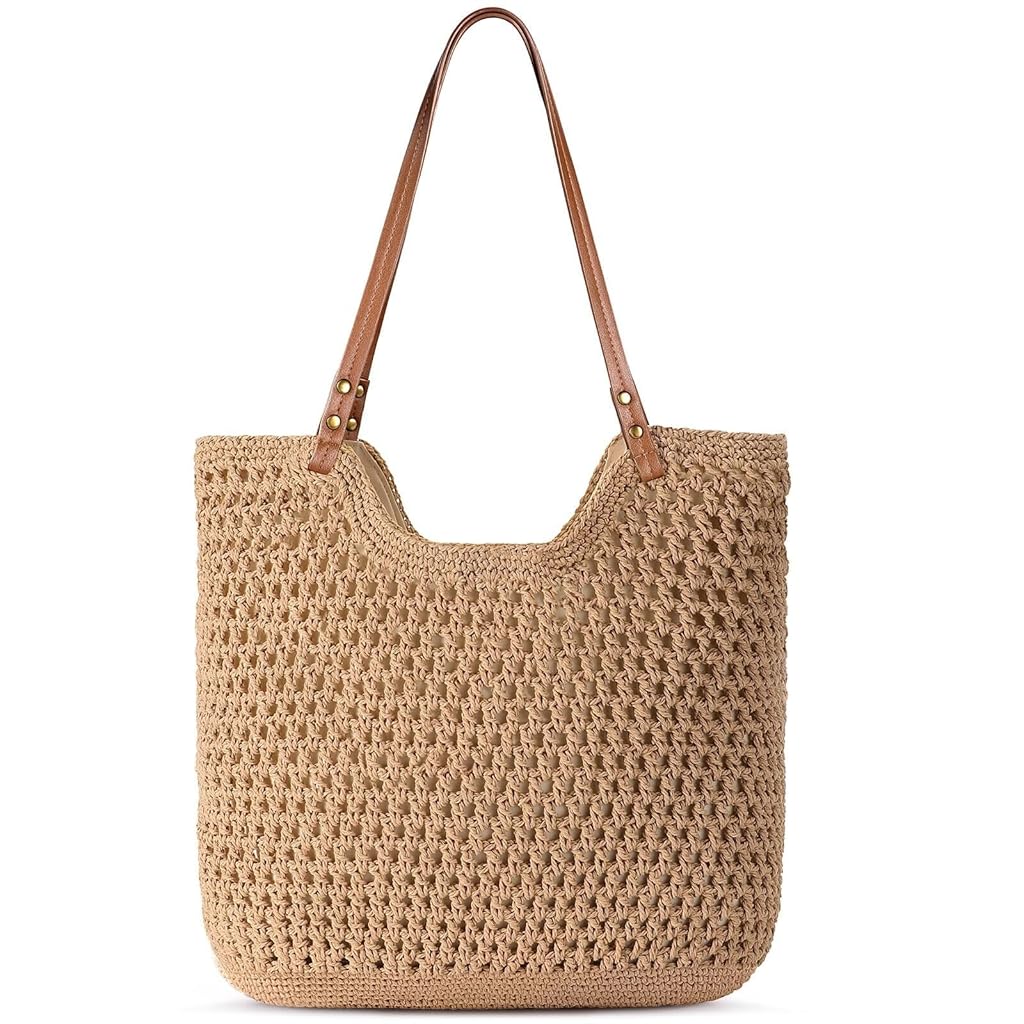 PALAY® Crochet Beach Bags for Women Summer Beach Tote Bag Soft Woven Purses Shoulder Bag for Vacation