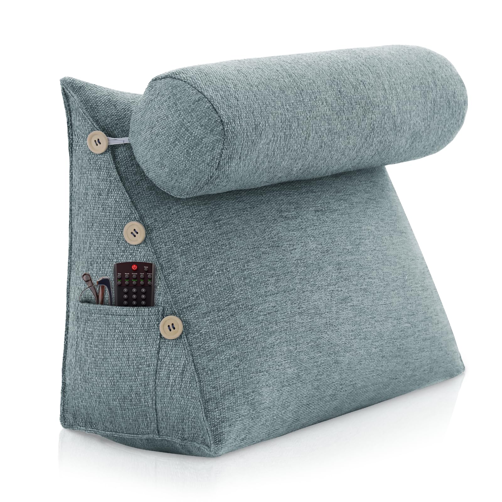 HASTHIP® Backrest Pillow Sit-up Wedge Pillow with Flexible Neck Pillow Fashion Minimalist Back Support Cushion for Bed, Sofa, Pain Relief Lumbar Pillow Reading Pillow, 45x45x20cm